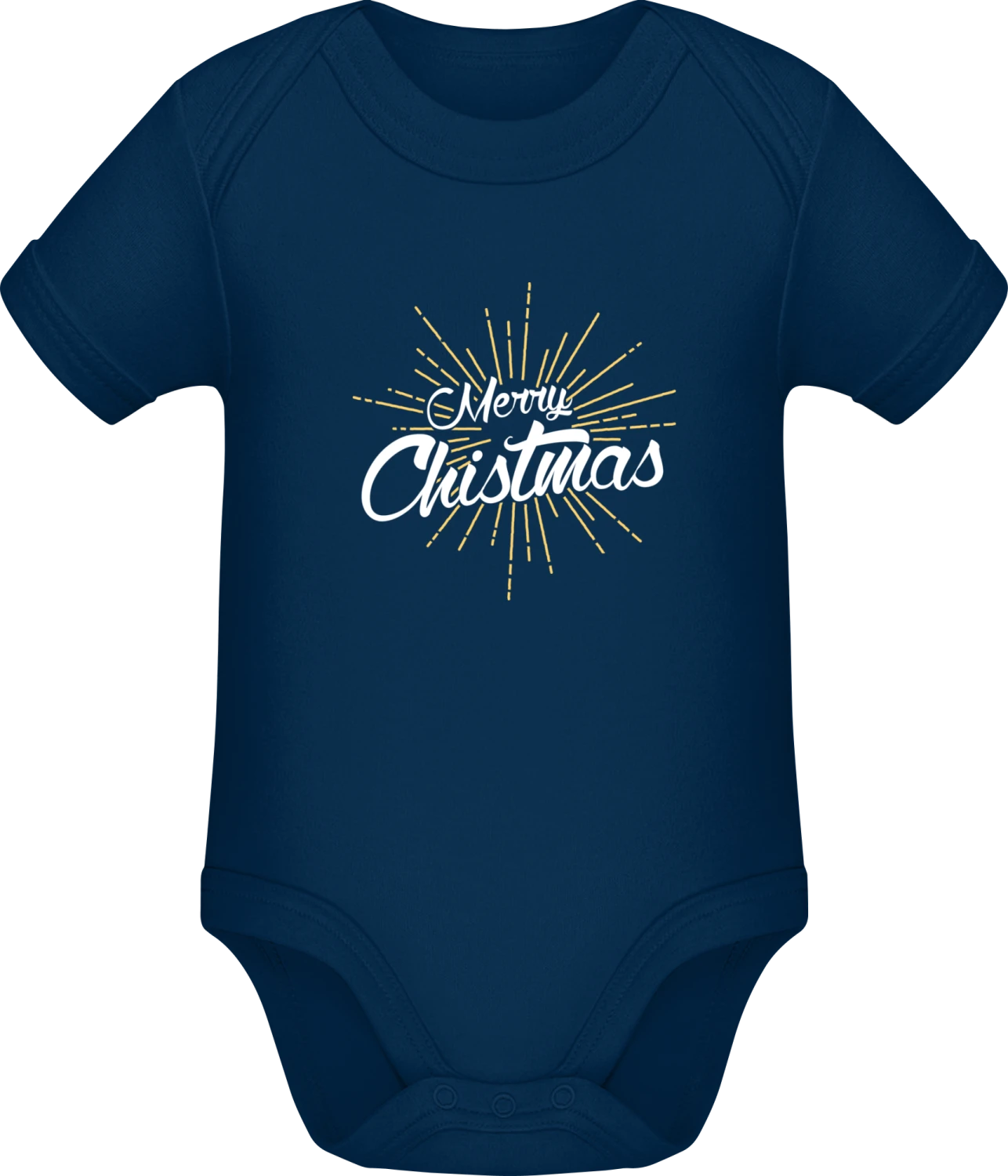 Merry Christmas - Dark Blue Sonar SSL organic babybodsuit - Front