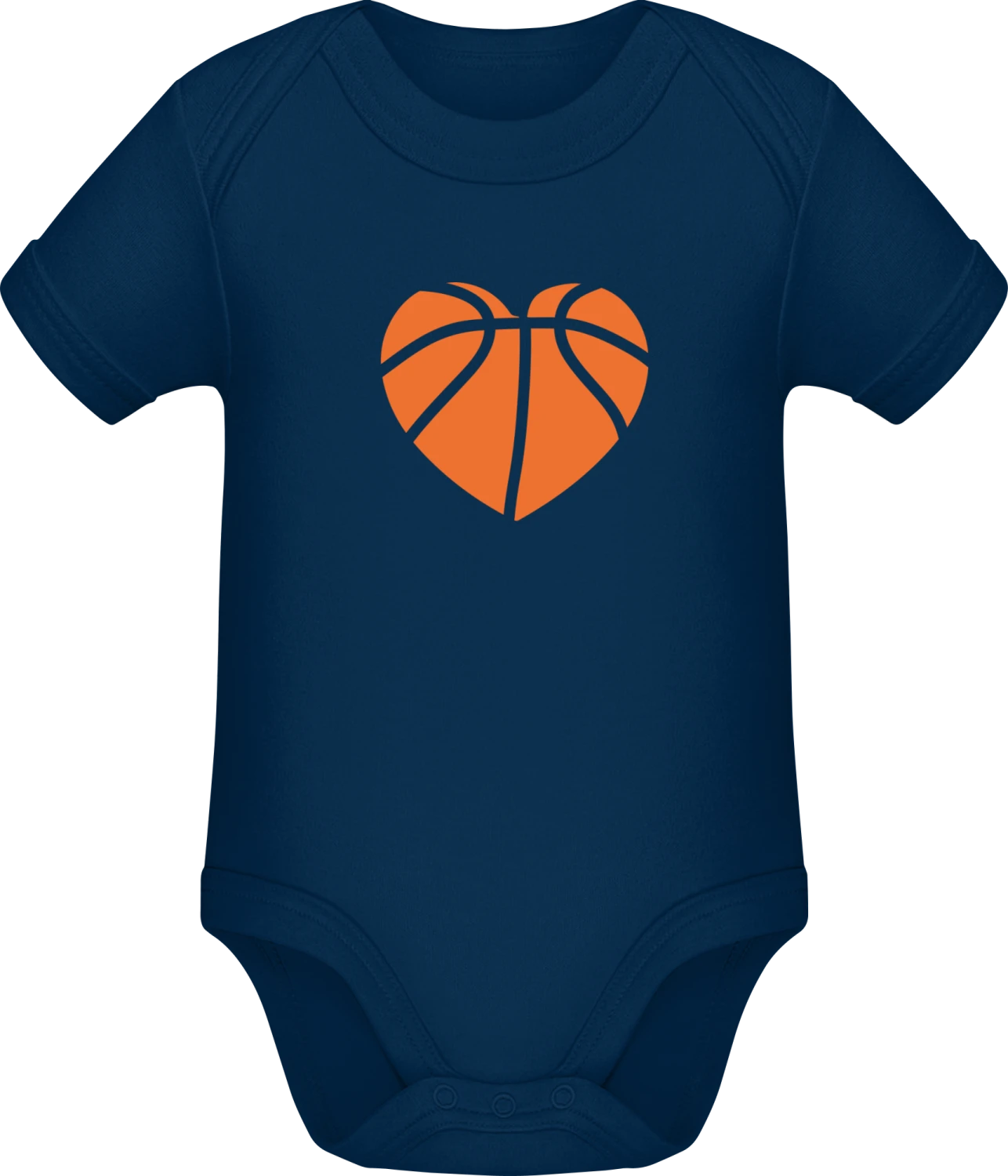 Basketball Heart - Dark Blue Sonar SSL organic babybodsuit - Front