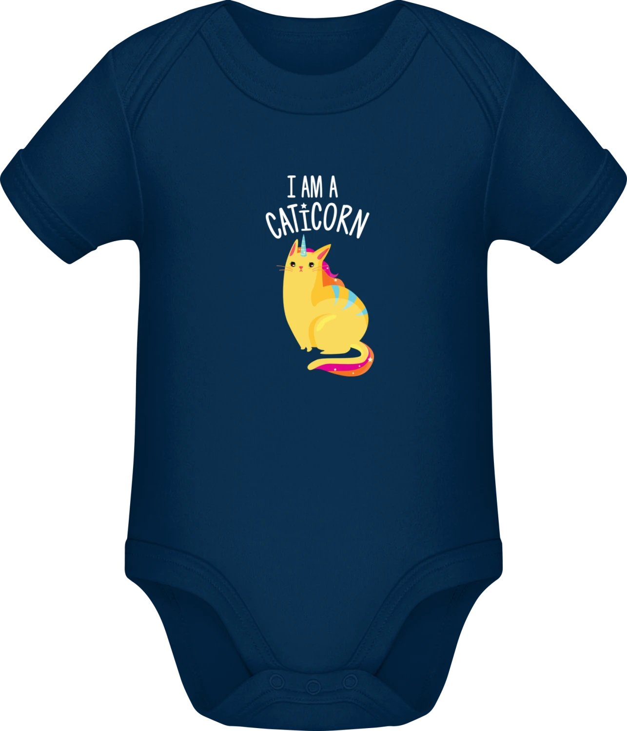 I Am A Caticorn - Dark Blue Sonar SSL organic babybodsuit - Front