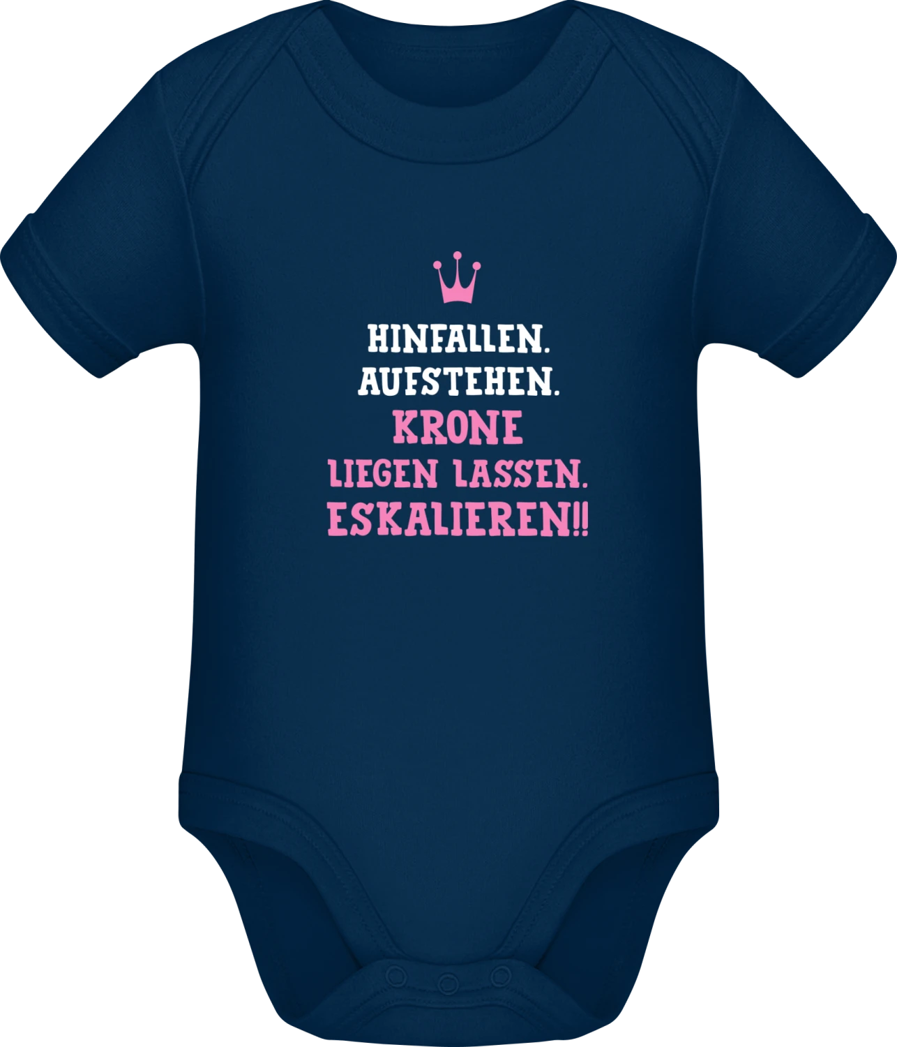 Hinfallen. Krone liegen lassen. Eskalieren - Dark Blue Sonar SSL organic babybodsuit - Front