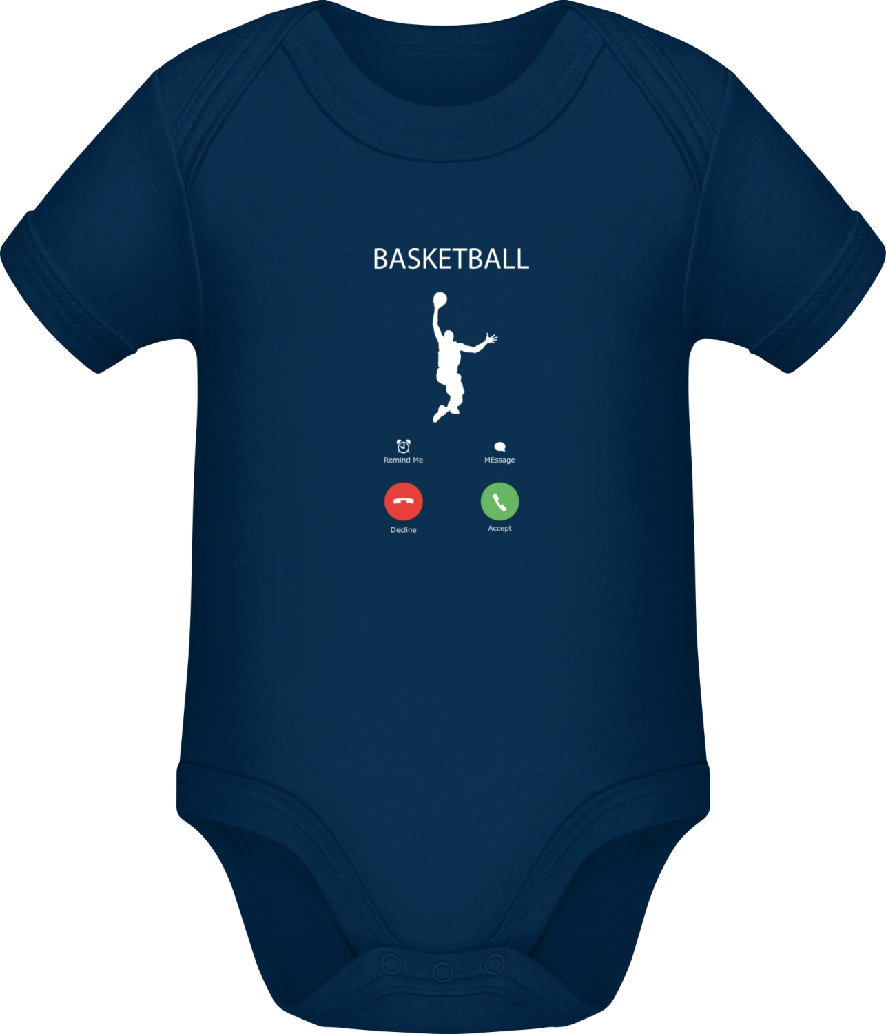 Basketball Mobile Phone - Dark Blue Sonar SSL organic babybodsuit - Front