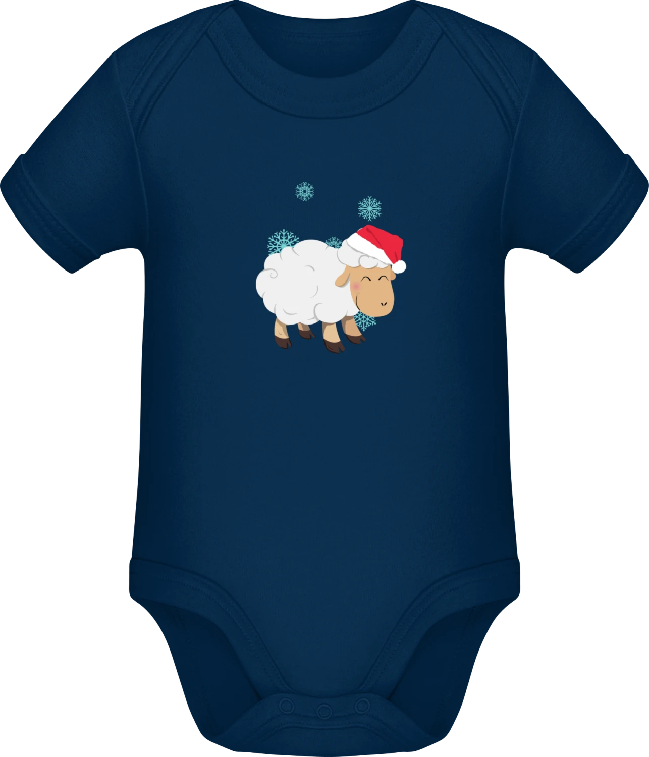 Happy Christmas Sheep - Dark Blue Sonar SSL organic babybodsuit - Front