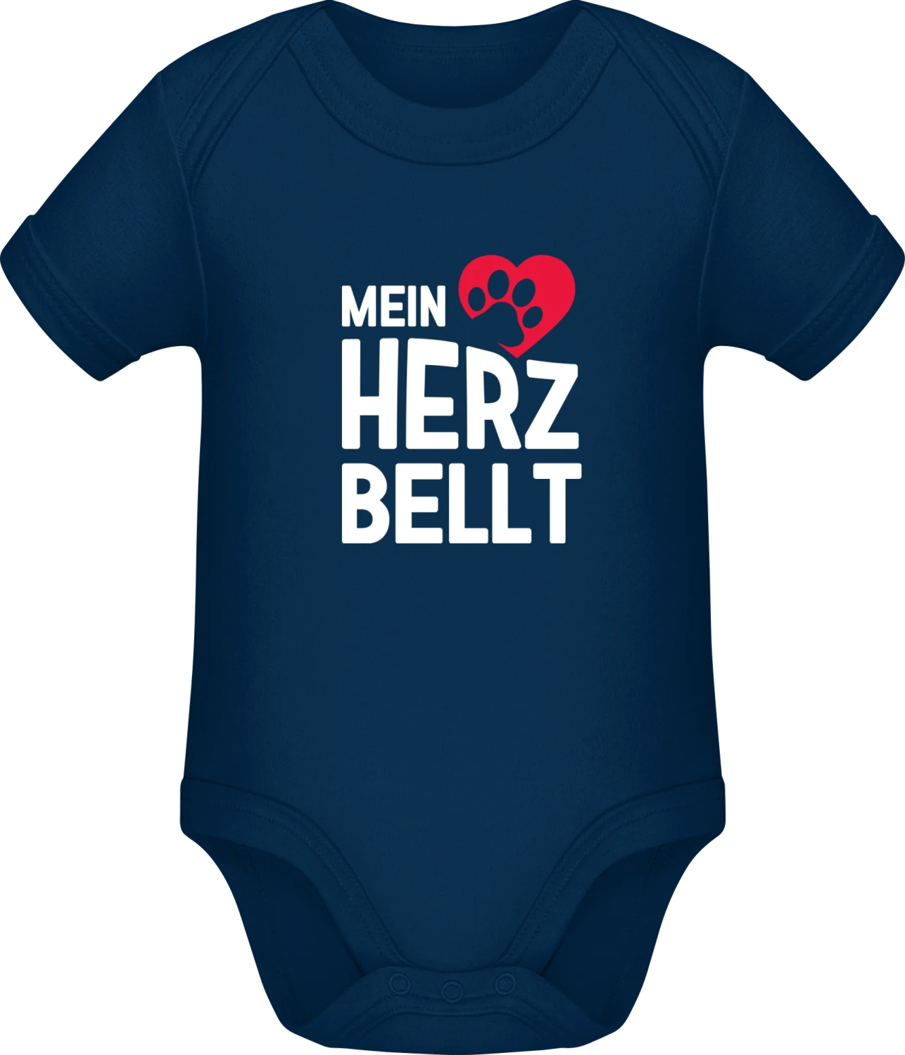 Mein Herz Bellt - Dark Blue Sonar SSL organic babybodsuit - Front