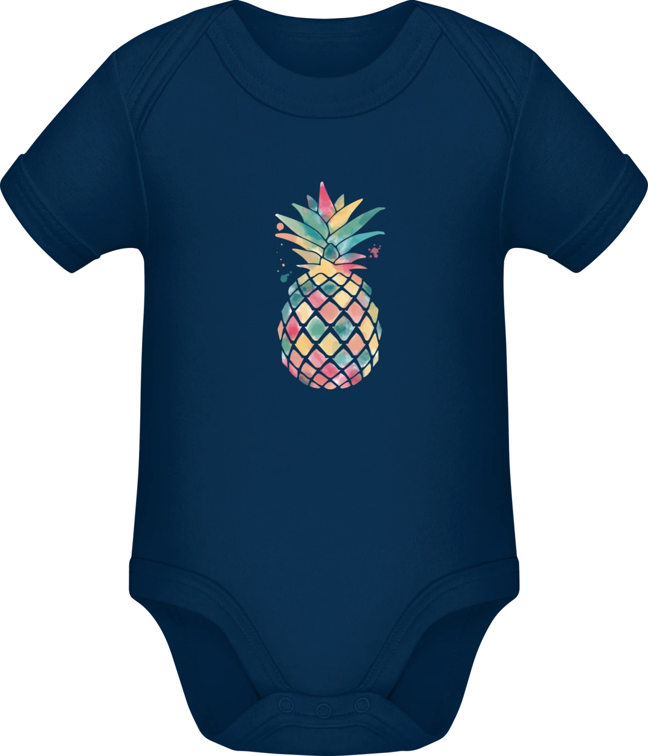 Colored Pineapple - Dark Blue Sonar SSL organic babybodsuit - Front