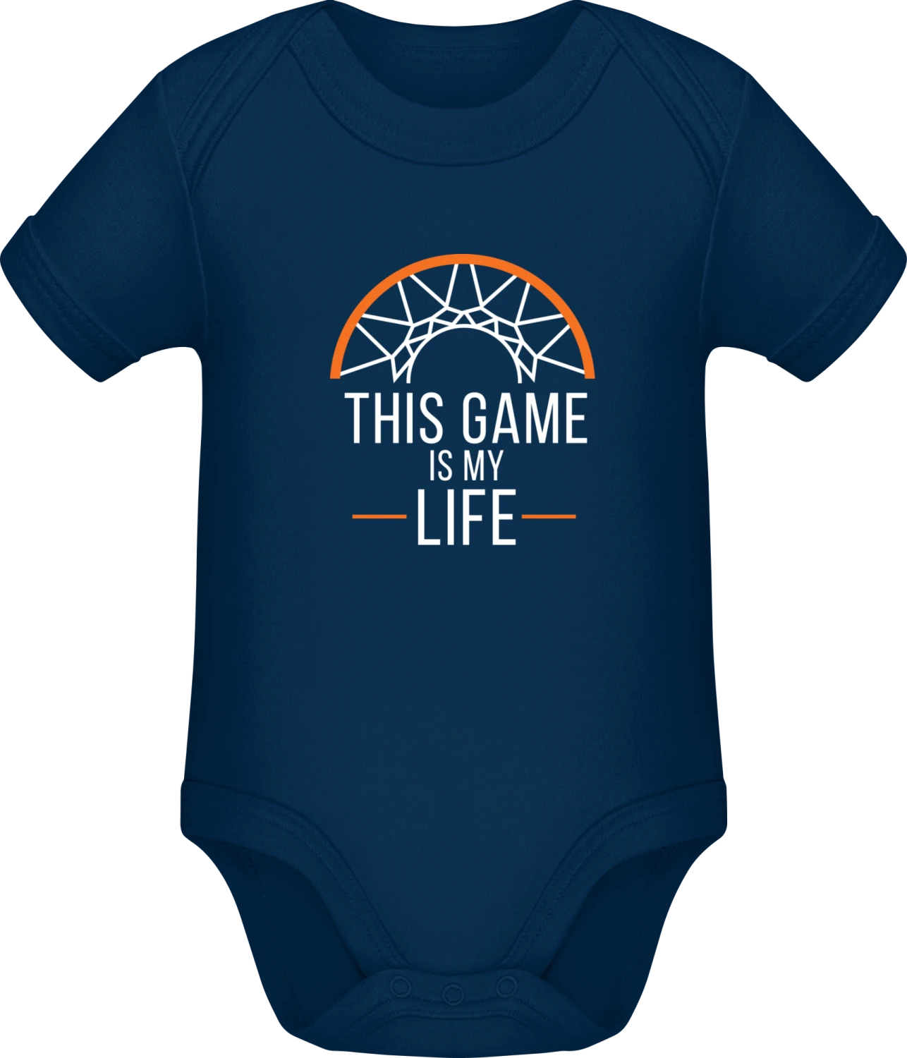 This Game Is My Life Basketball - Dark Blue Sonar SSL organic babybodsuit - Front