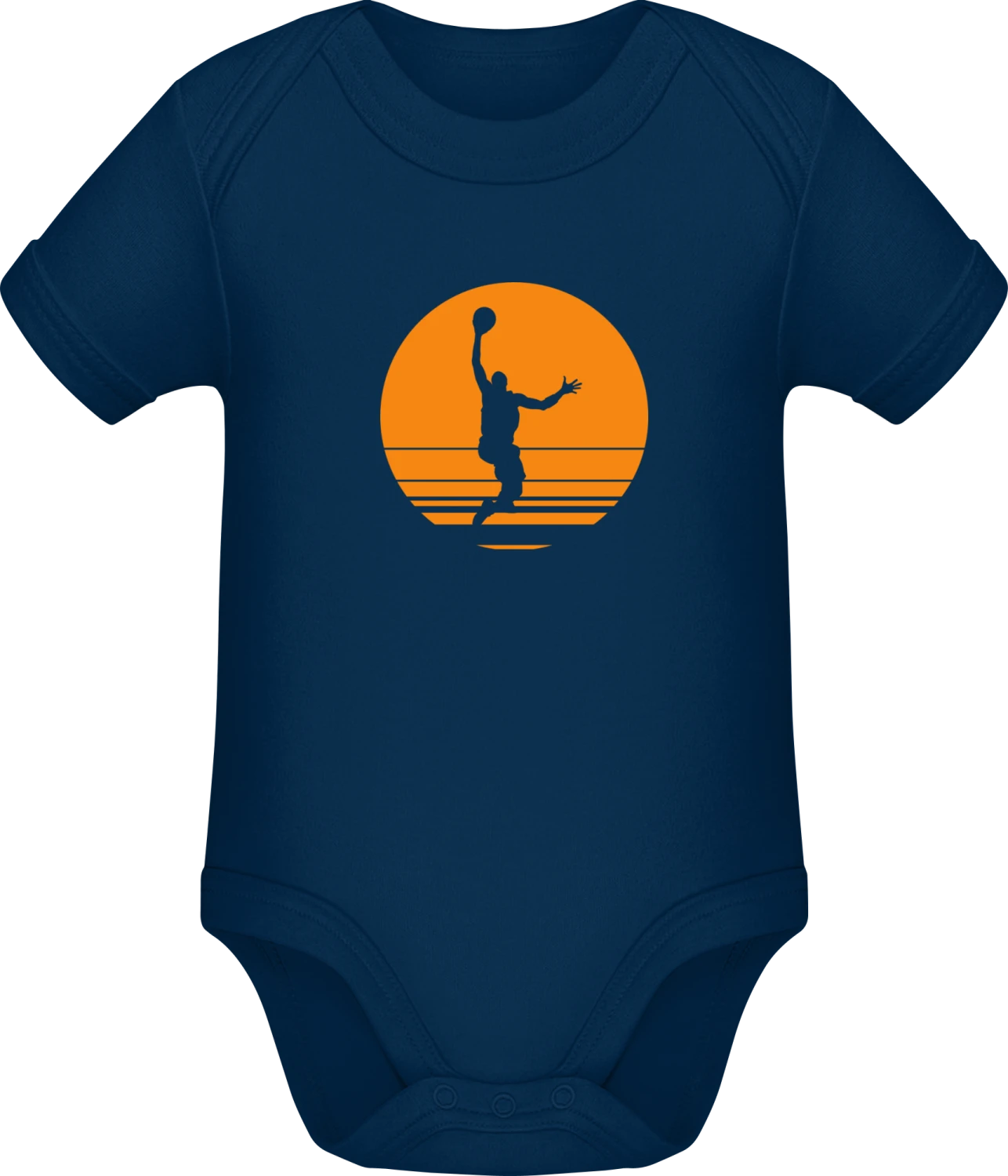 Basketball Player Sunset - Dark Blue Sonar SSL organic babybodsuit - Front