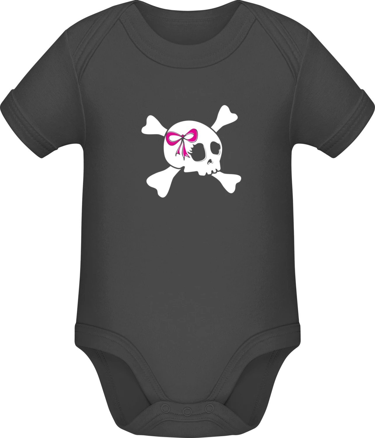 Girl Skull - Dark Grey Sonar SSL organic babybodsuit - Front