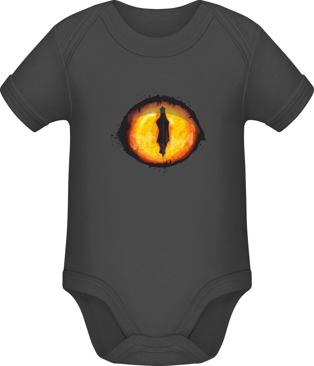 Scary Yellow Monster Eye - Dark Grey Sonar SSL organic babybodsuit - Front