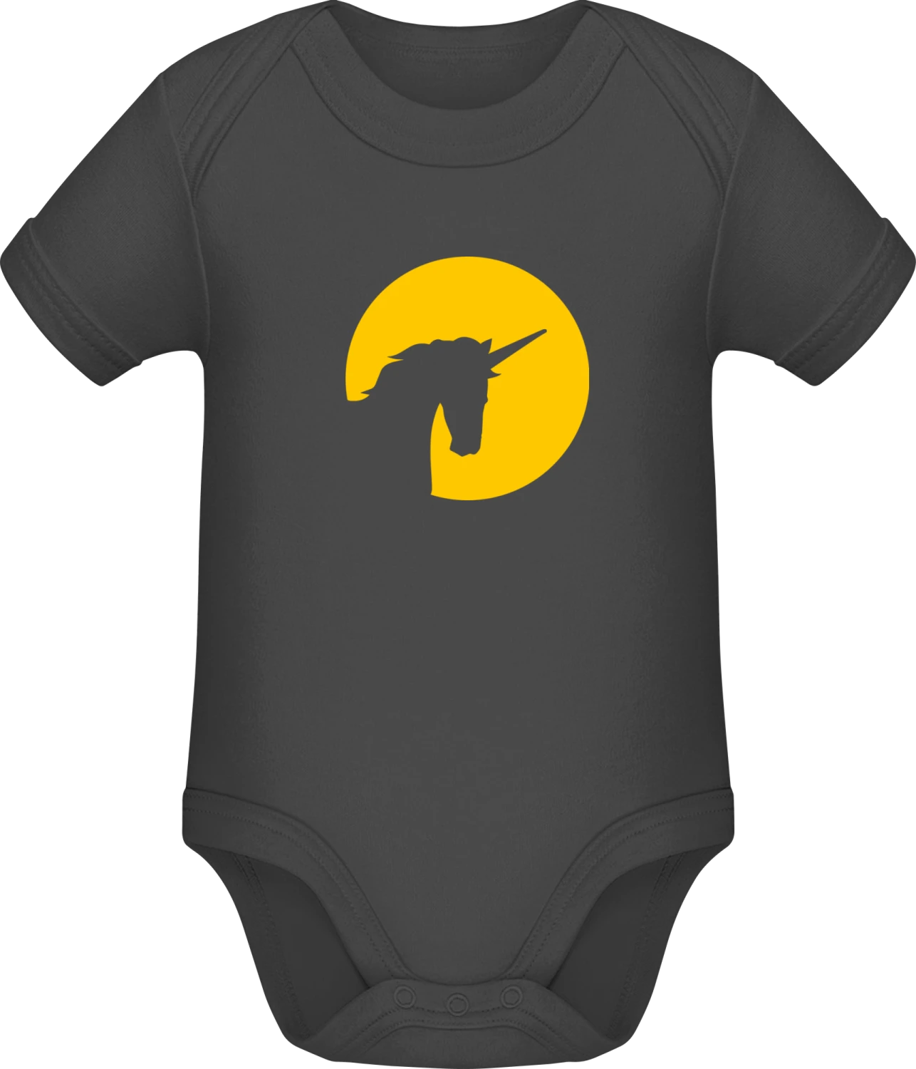 Unicorn In Moonlight - Dark Grey Sonar SSL organic babybodsuit - Front