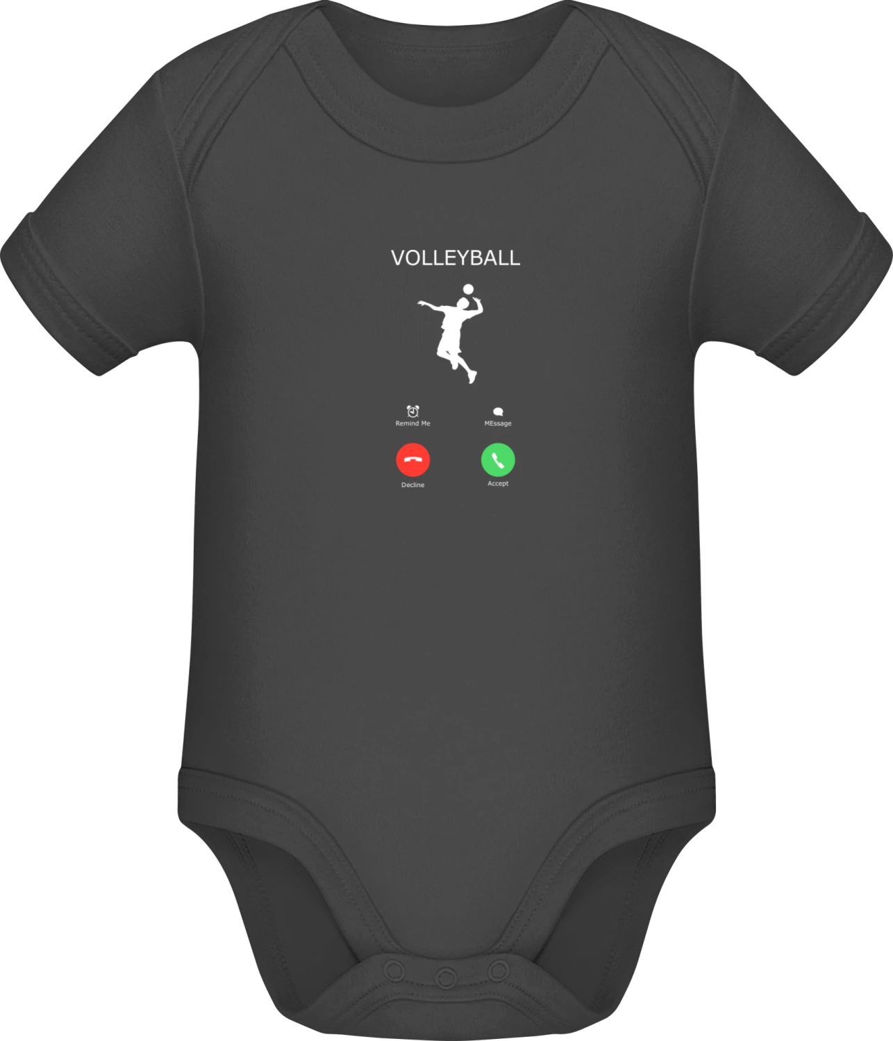 Volleyball accept decline - Dark Grey Sonar SSL organic babybodsuit - Front