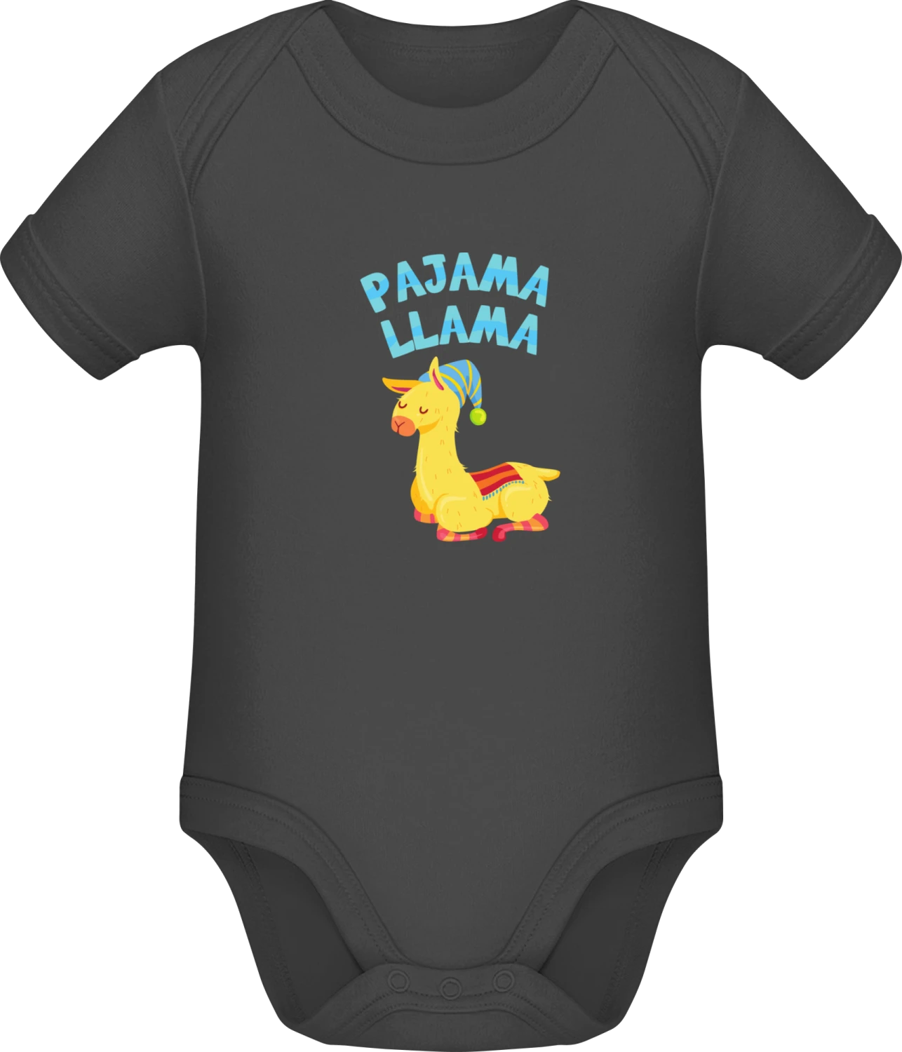 Pajama Llama - Dark Grey Sonar SSL organic babybodsuit - Front