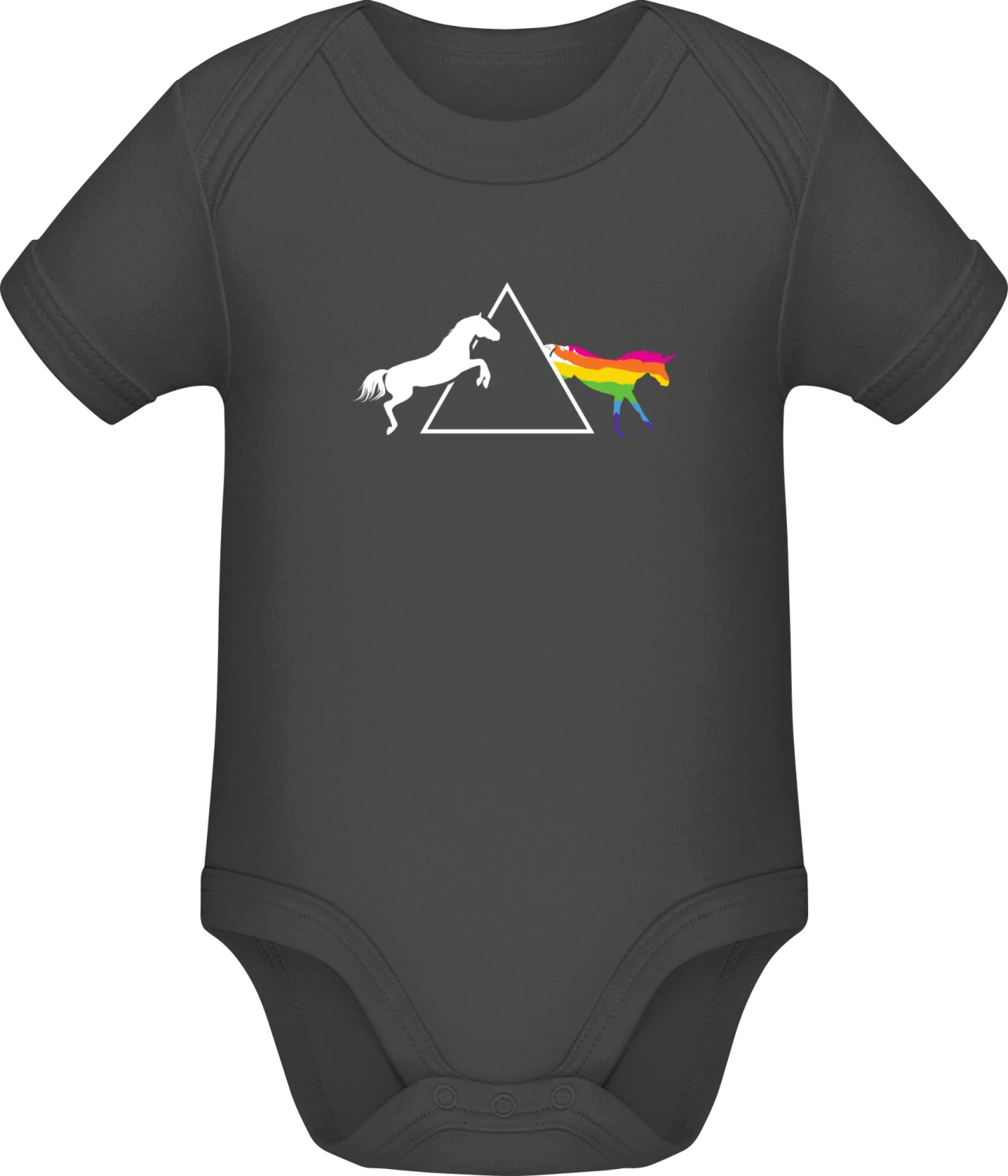 Dark Side Of The Unicorn - Dark Grey Sonar SSL organic babybodsuit - Front