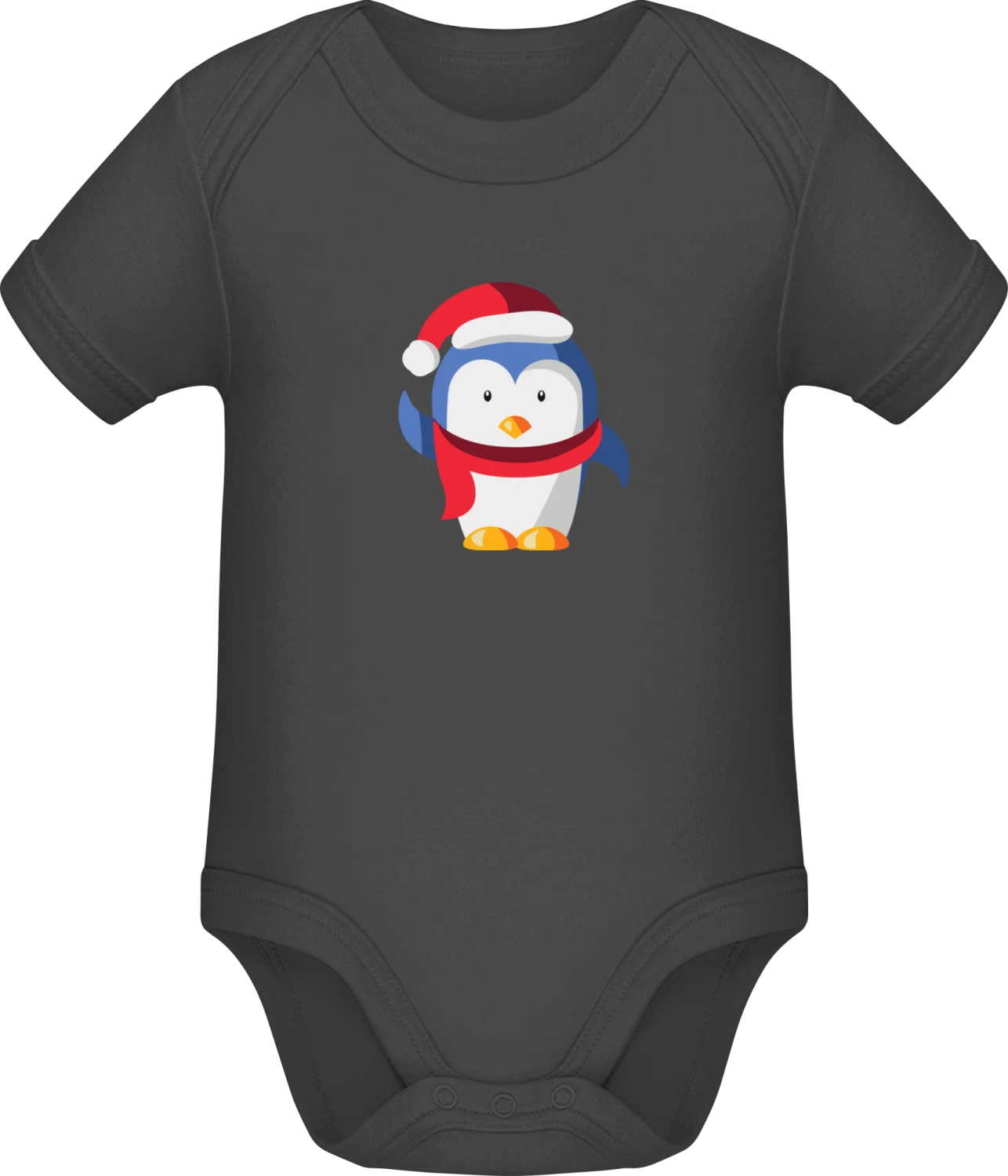 Christmas Penguin - Dark Grey Sonar SSL organic babybodsuit - Front