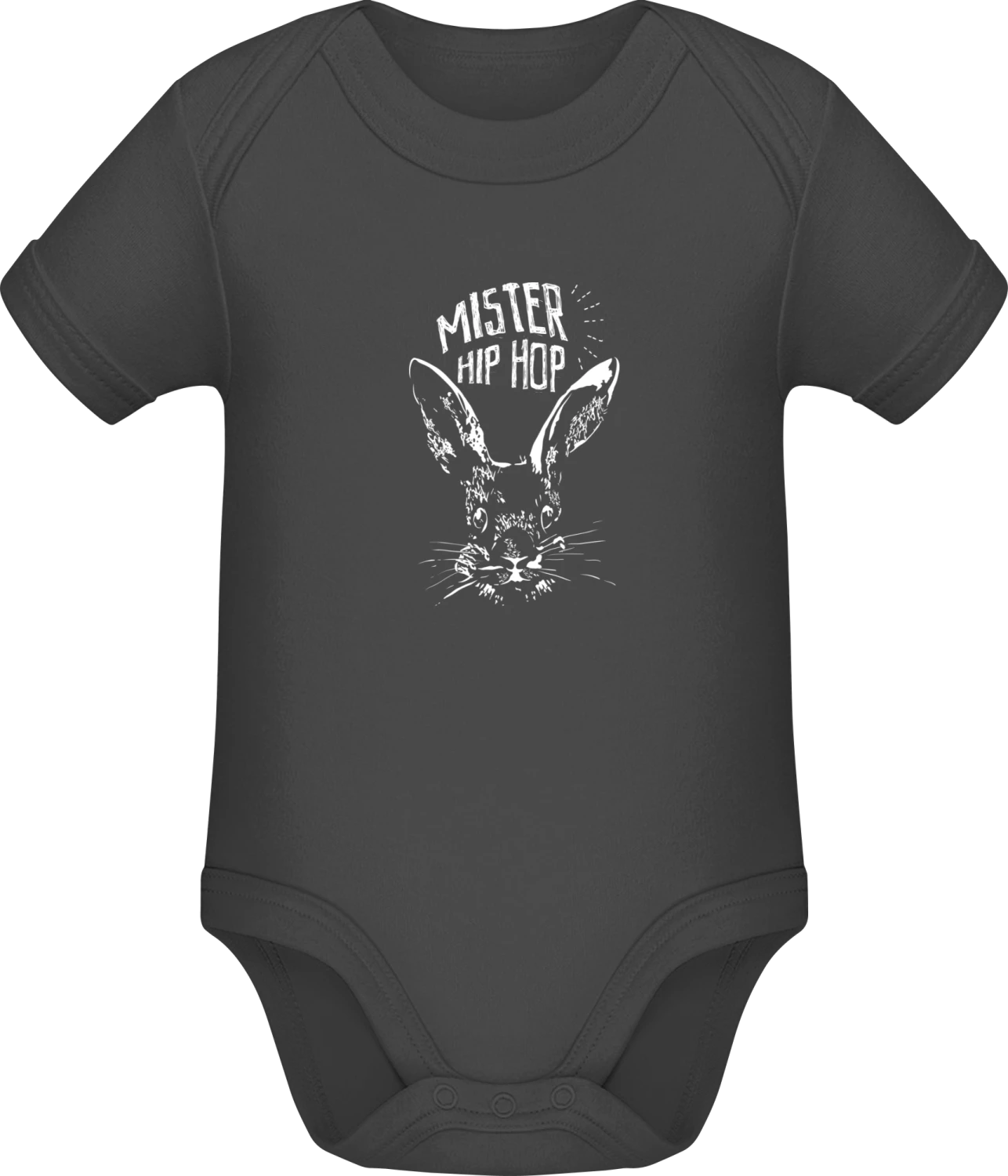 Mister Hip Hop - Dark Grey Sonar SSL organic babybodsuit - Front