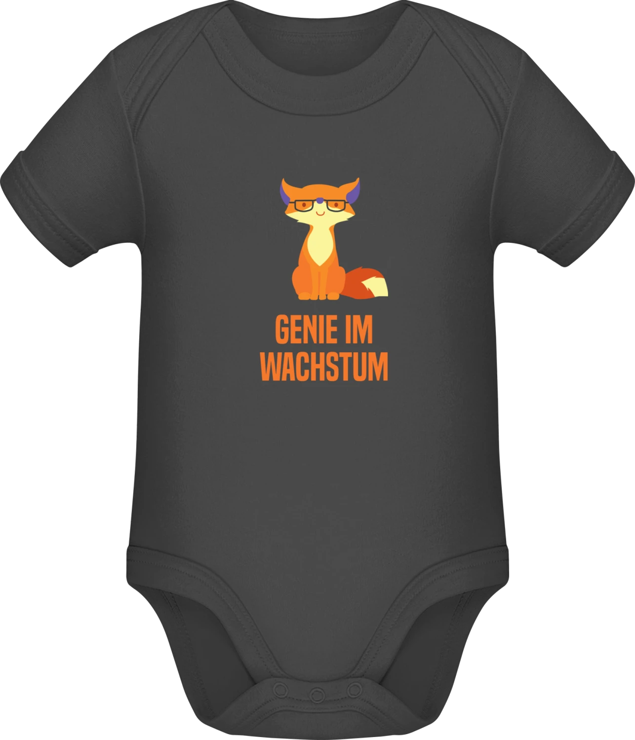 Genie im Wachstum Fuchs - Dark Grey Sonar SSL organic babybodsuit - Front