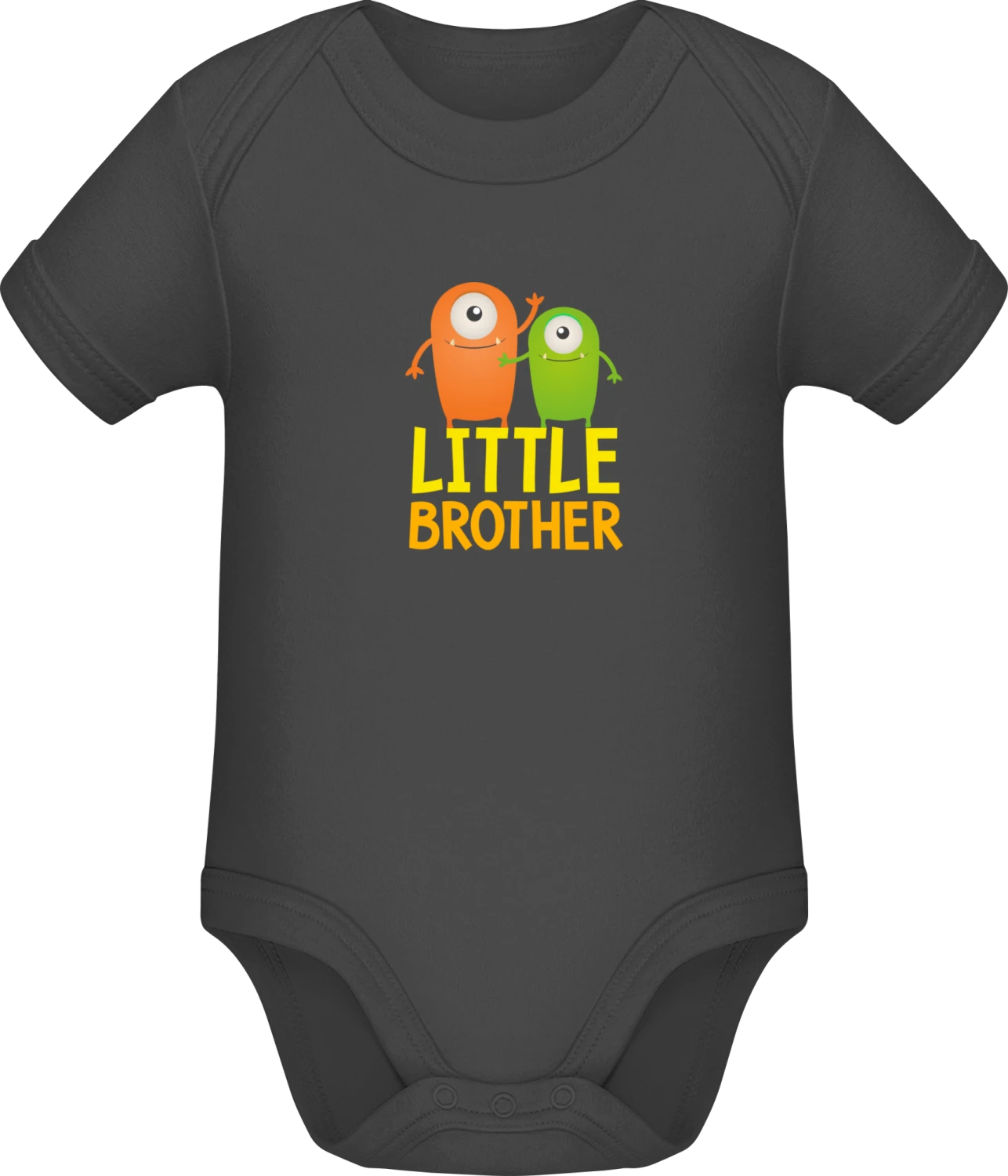 Little Brohter - Dark Grey Sonar SSL organic babybodsuit - Front