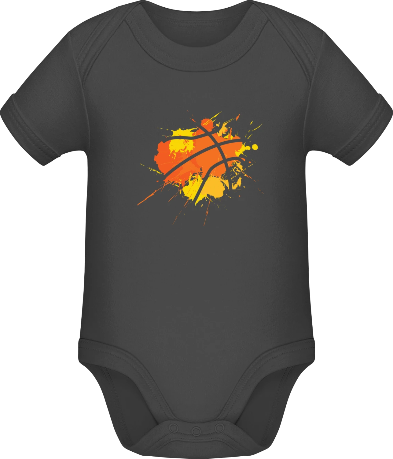 Basketball Splatter - Dark Grey Sonar SSL organic babybodsuit - Front