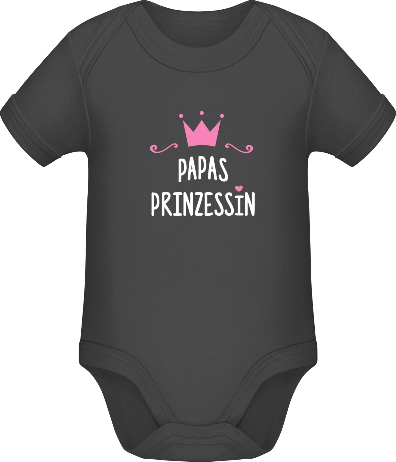 Papas Prinzessin - Dark Grey Sonar SSL organic babybodsuit - Front