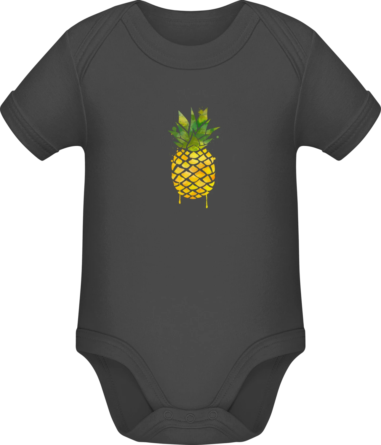 Pineapple Splash - Dark Grey Sonar SSL organic babybodsuit - Front