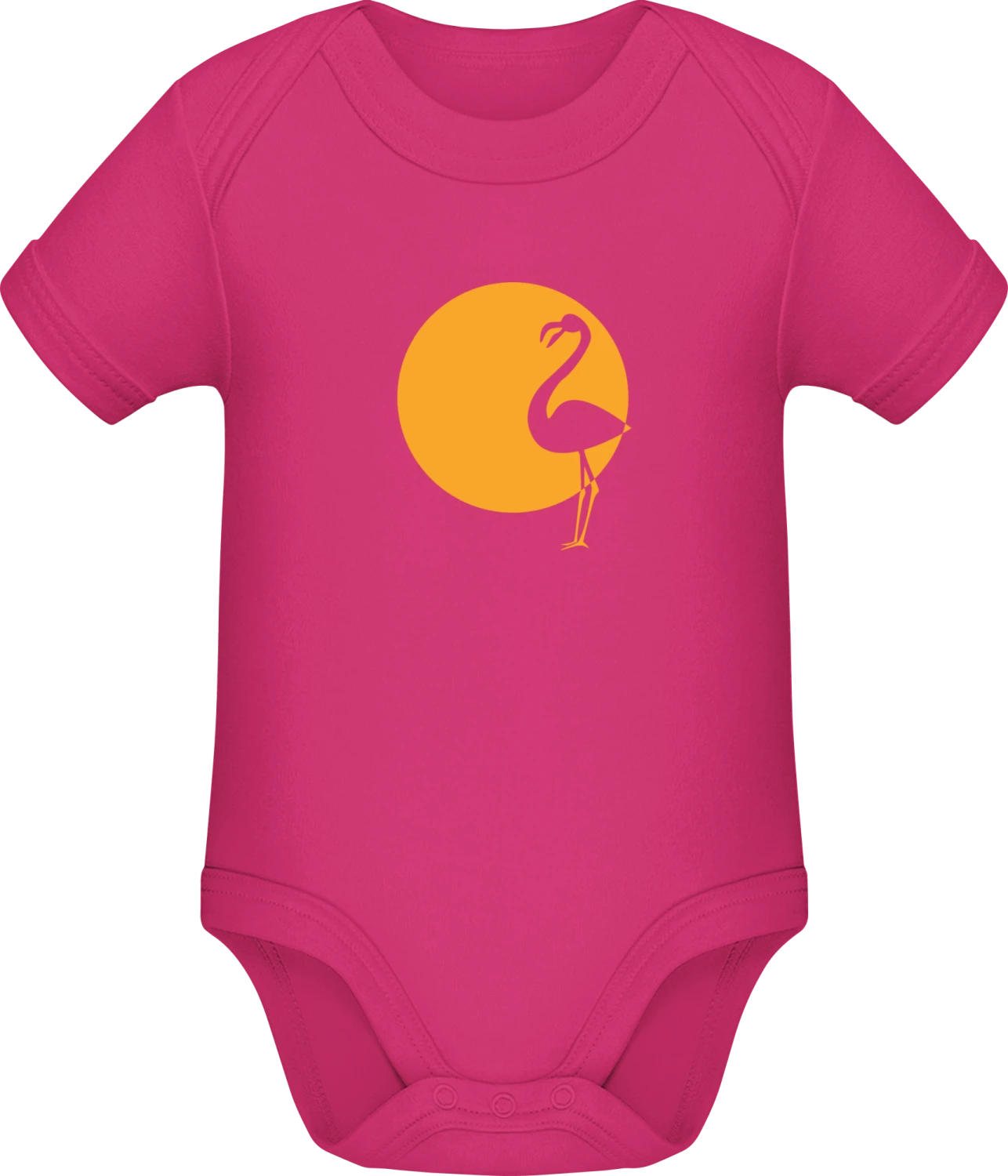 Flamingo Silhouette - Fuchsia Sonar SSL organic babybodsuit - Front