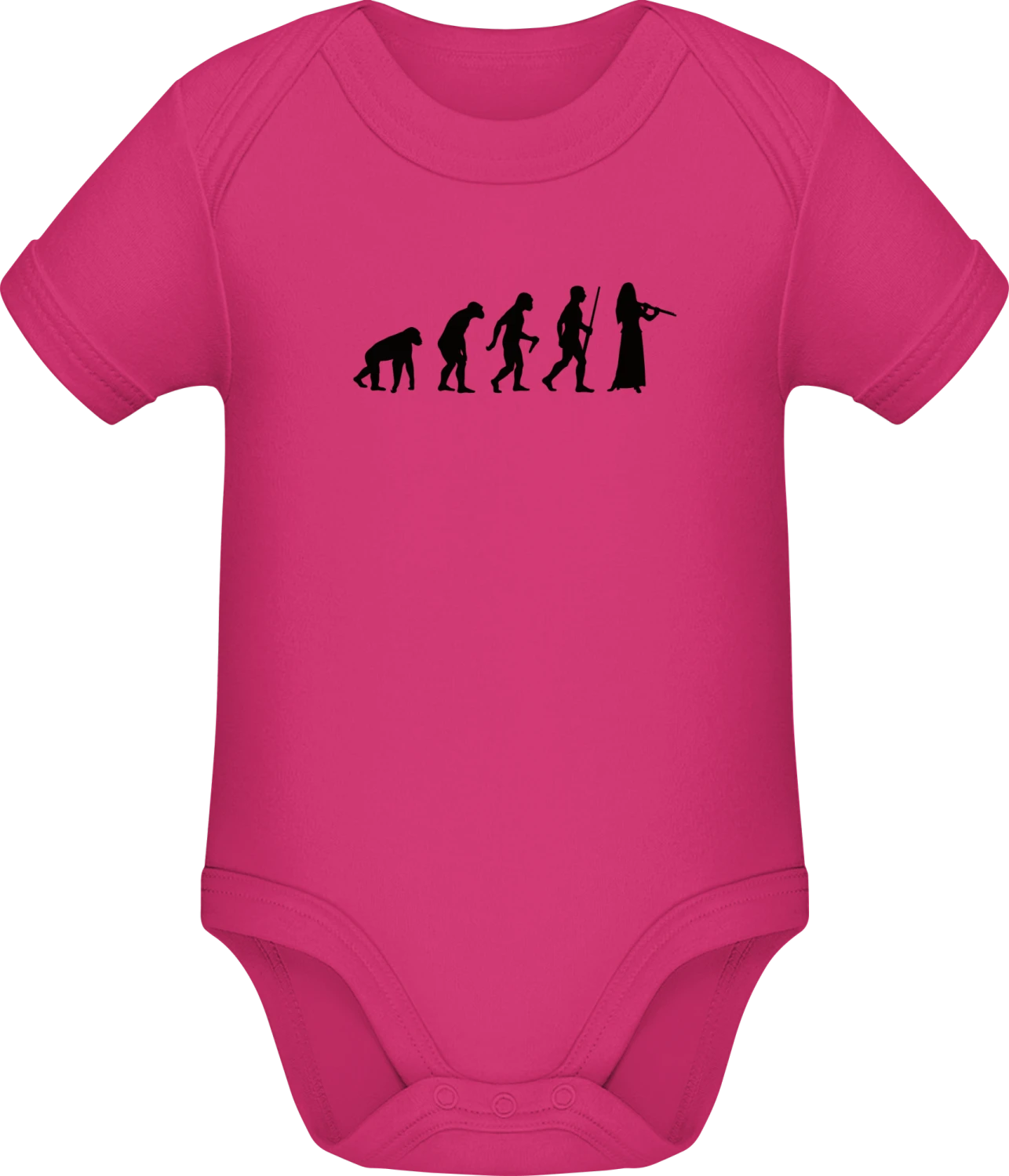 Flute Evolution Female - Fuchsia Sonar SSL organic babybodsuit - Front