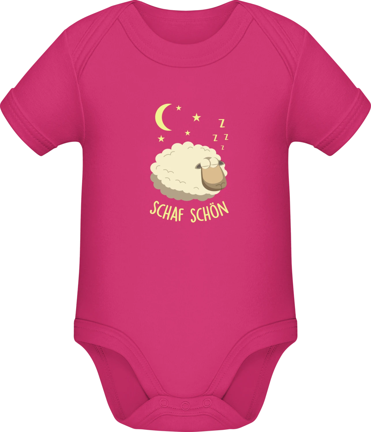 Schaf schön - Fuchsia Sonar SSL organic babybodsuit - Front