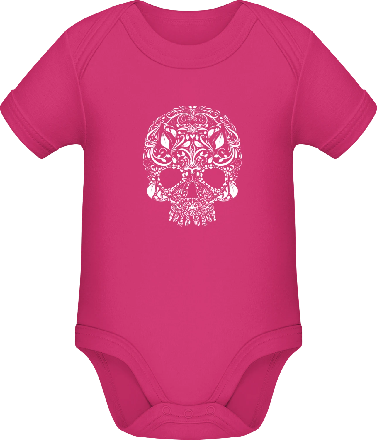 Skull Stylish - Fuchsia Sonar SSL organic babybodsuit - Front