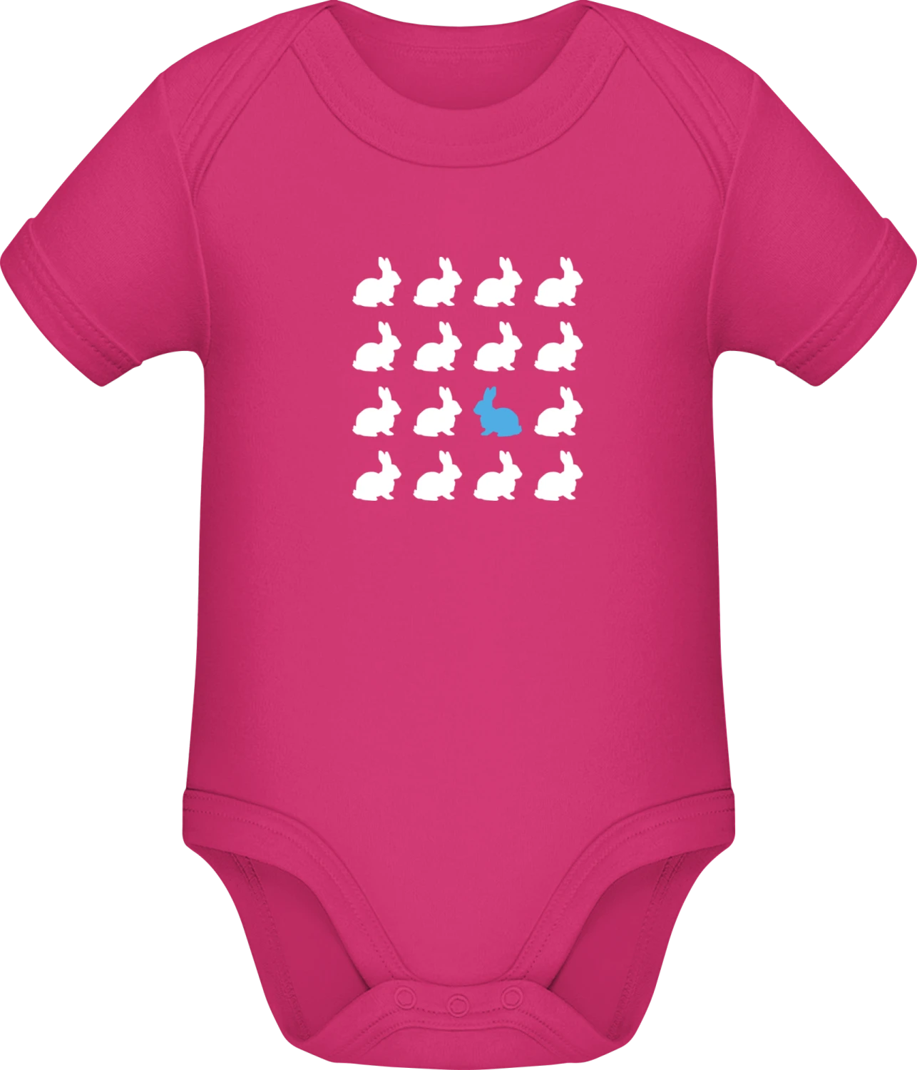 Be A Different Bunny - Fuchsia Sonar SSL organic babybodsuit - Front