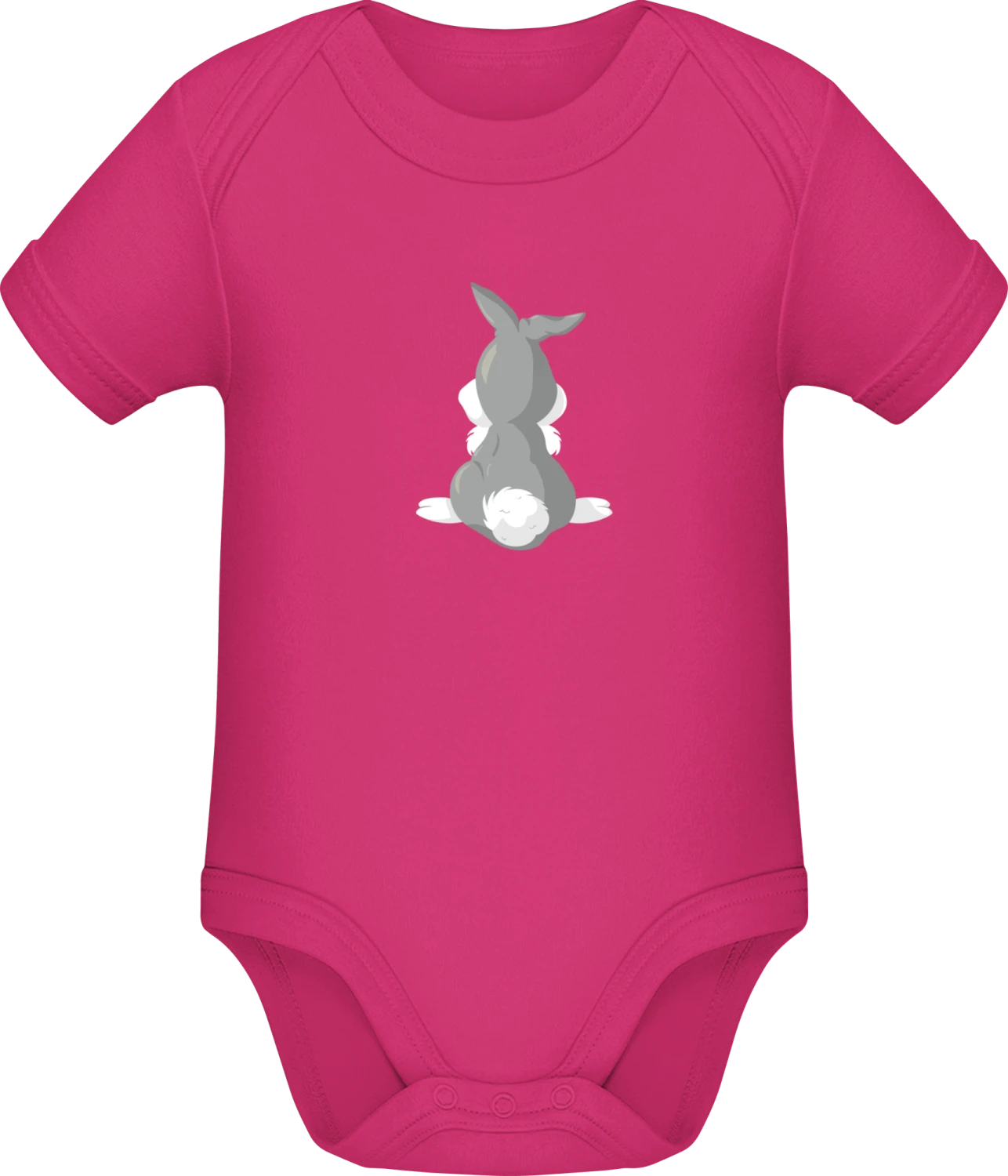 Plush Rabbit - Fuchsia Sonar SSL organic babybodsuit - Front