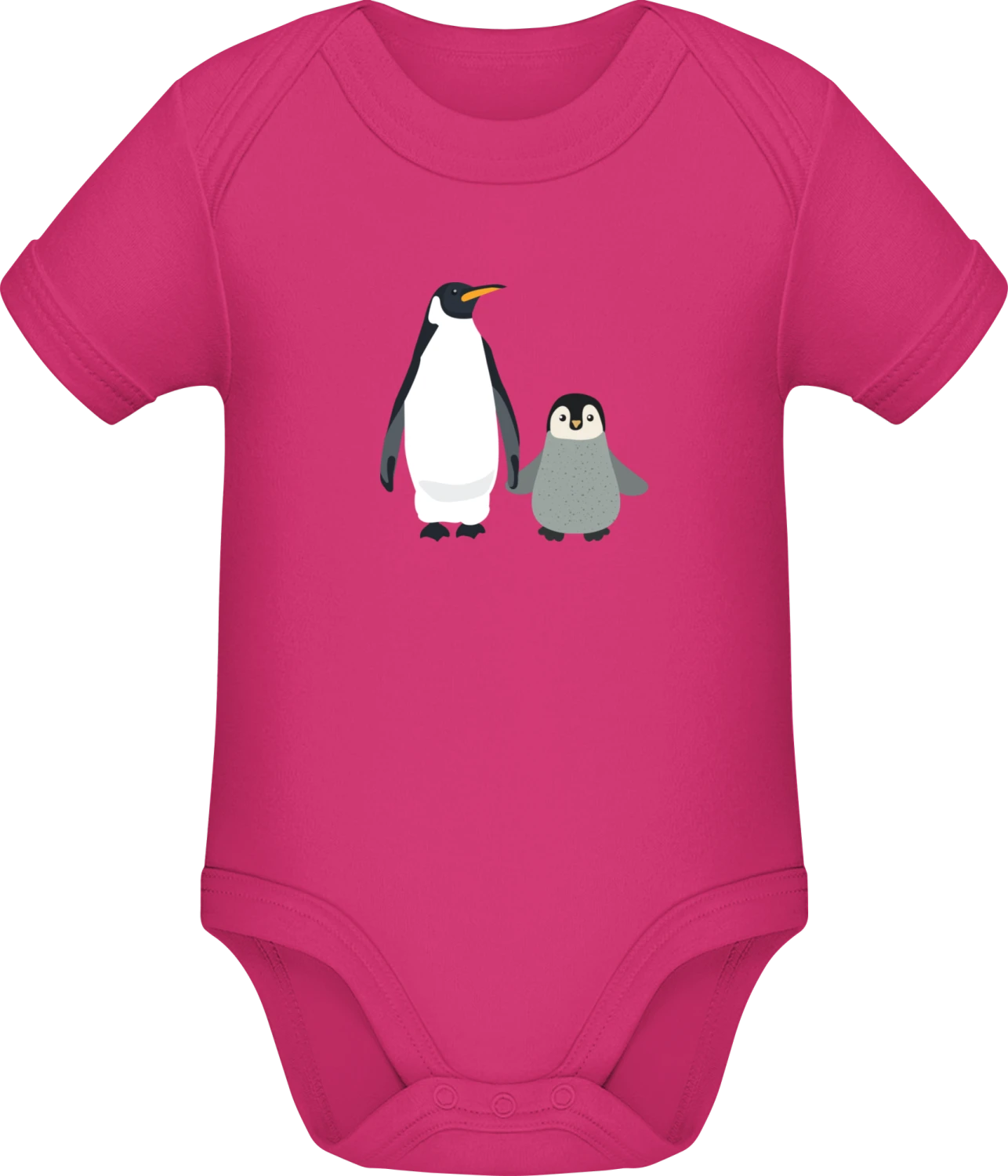 Parent And Child Penguin - Fuchsia Sonar SSL organic babybodsuit - Front