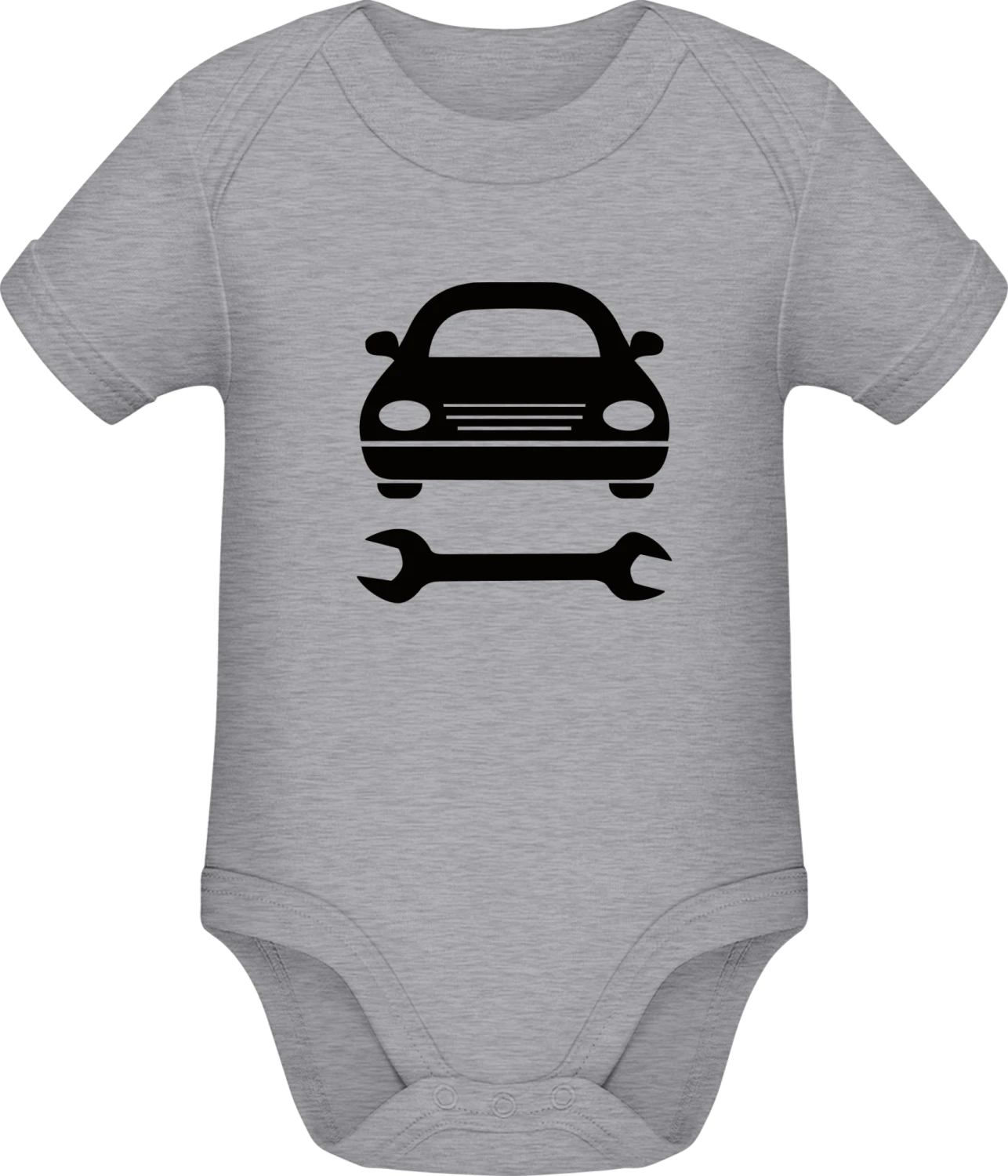 Automechaniker Schrauber - Grey Melange Sonar SSL organic babybodsuit - Front