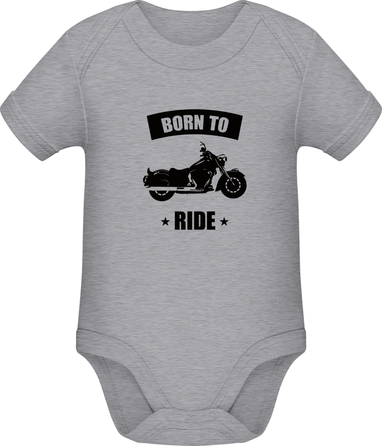 Born To Ride Motorbikes - Grey Melange Sonar SSL organic babybodsuit - Front