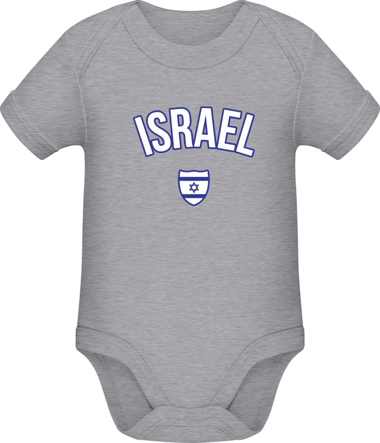 ISRAEL Fan - Grey Melange Sonar SSL organic babybodsuit - Front