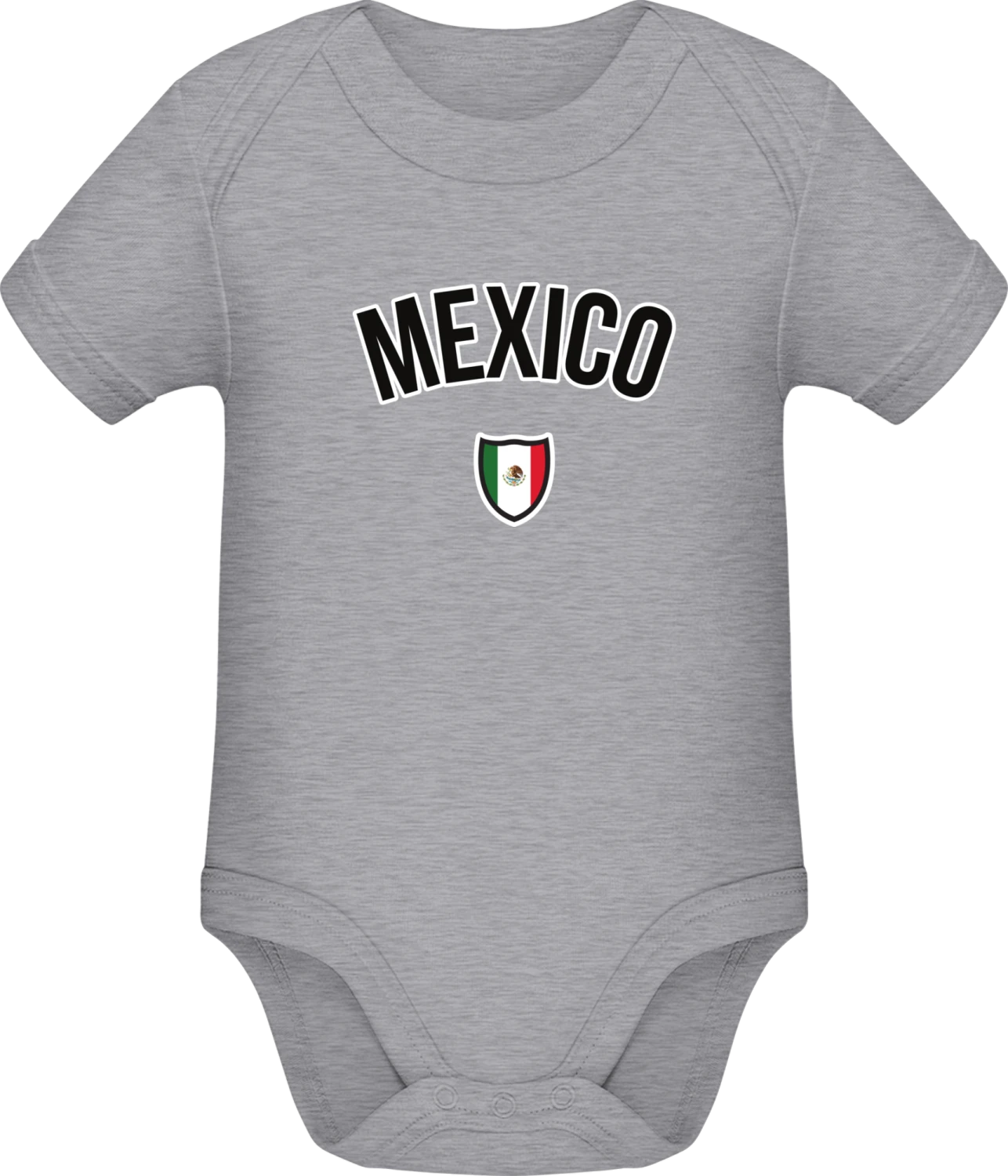 MEXICO Fan - Grey Melange Sonar SSL organic babybodsuit - Front