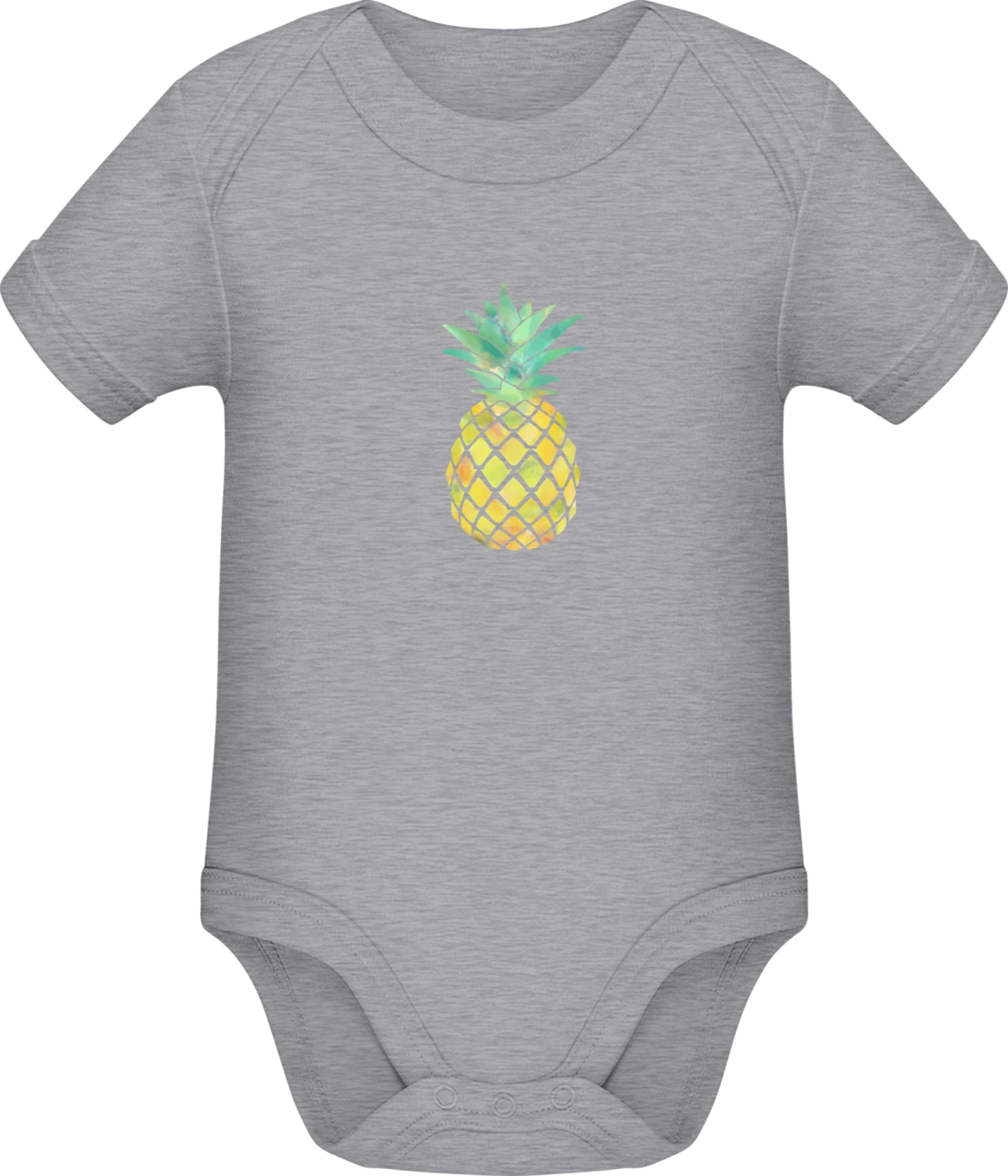 Colored Aquarell Pineapple - Grey Melange Sonar SSL organic babybodsuit - Front