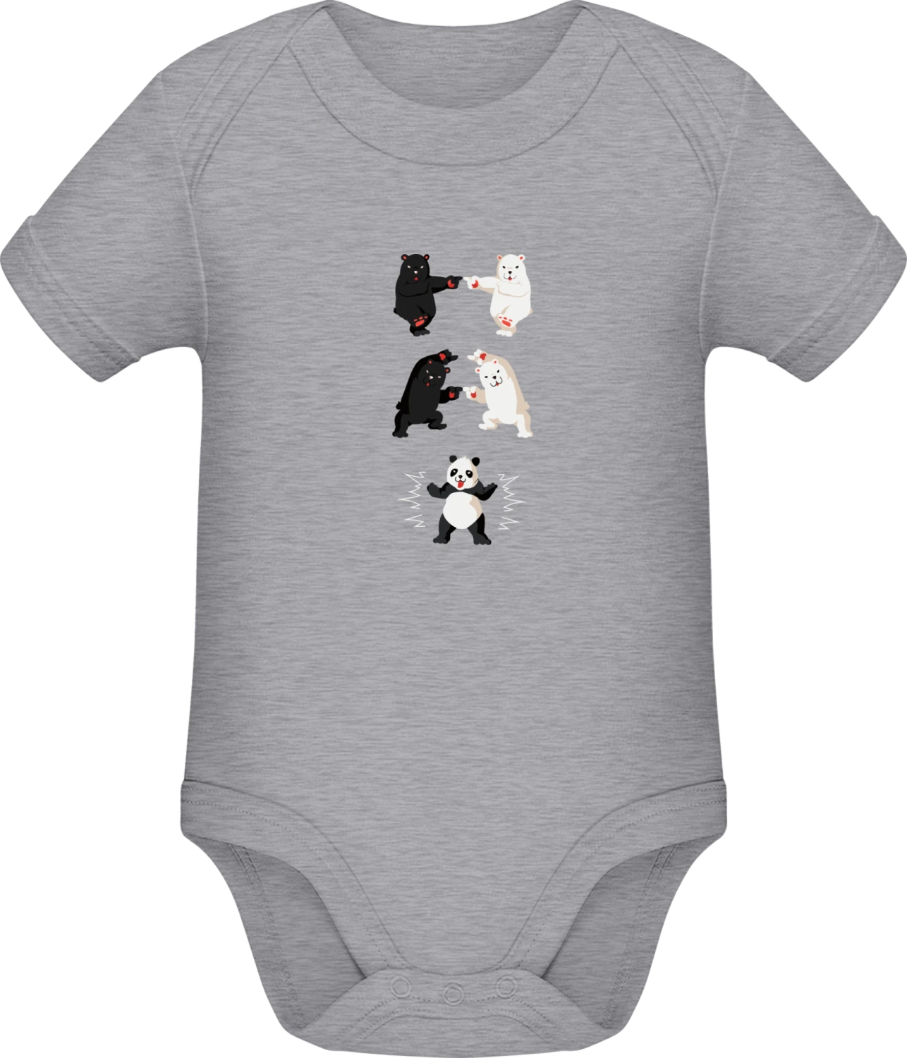 Panda Bear Fusion - Grey Melange Sonar SSL organic babybodsuit - Front