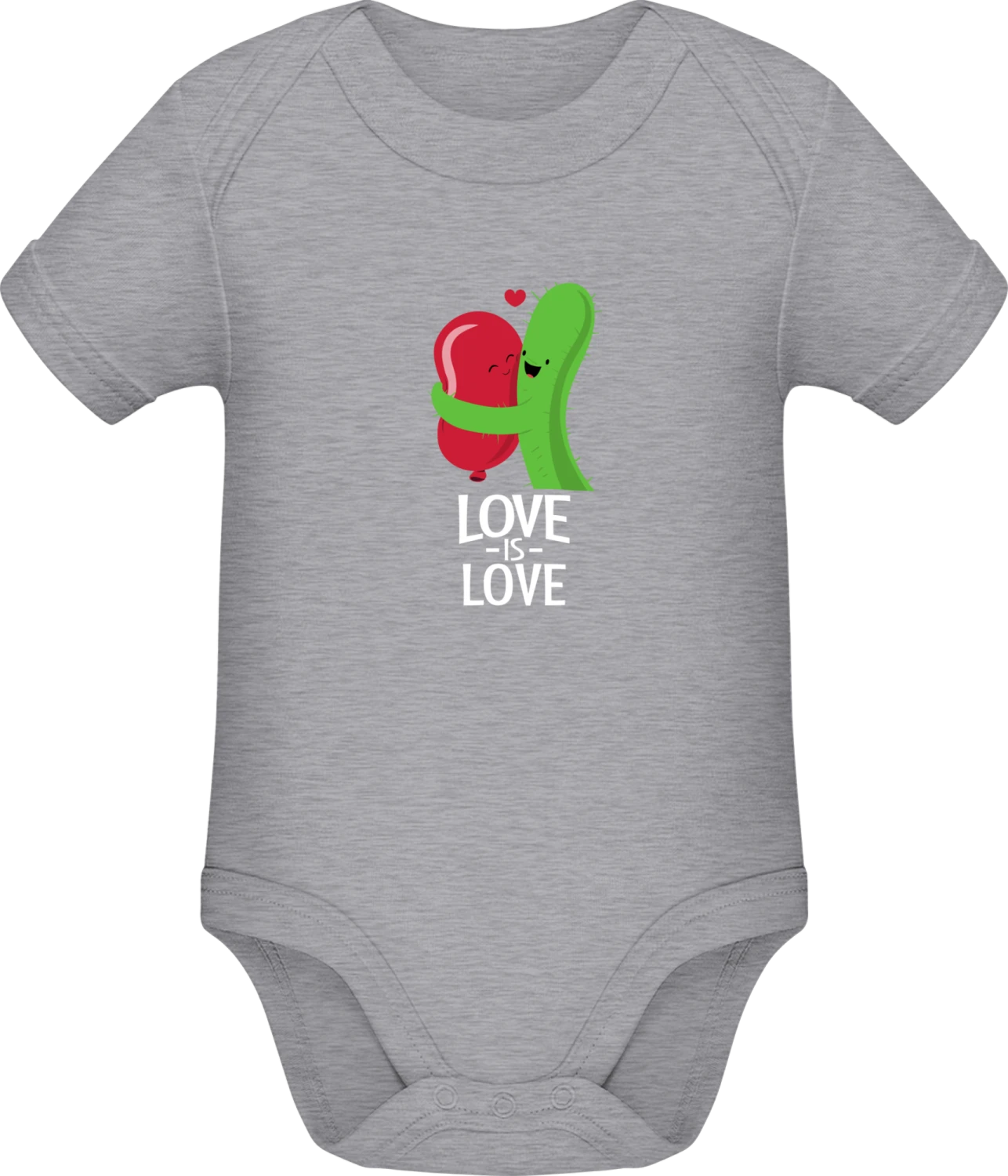 Love Is Love Cactus And Balloon - Grey Melange Sonar SSL organic babybodsuit - Front