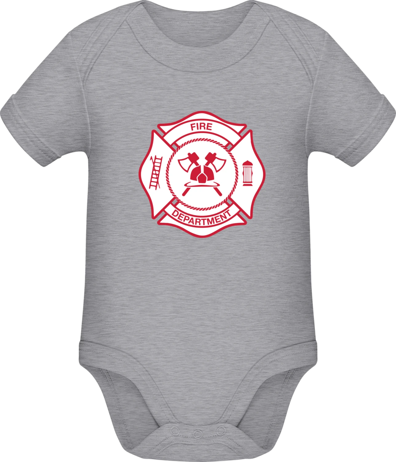 Fire Department - Grey Melange Sonar SSL organic babybodsuit - Front