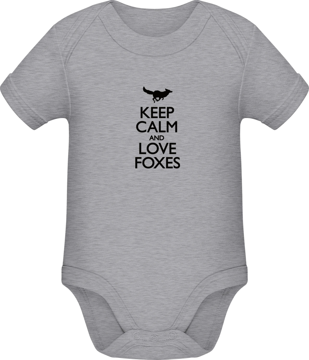 Keep Calm And Love Foxes - Grey Melange Sonar SSL organic babybodsuit - Front