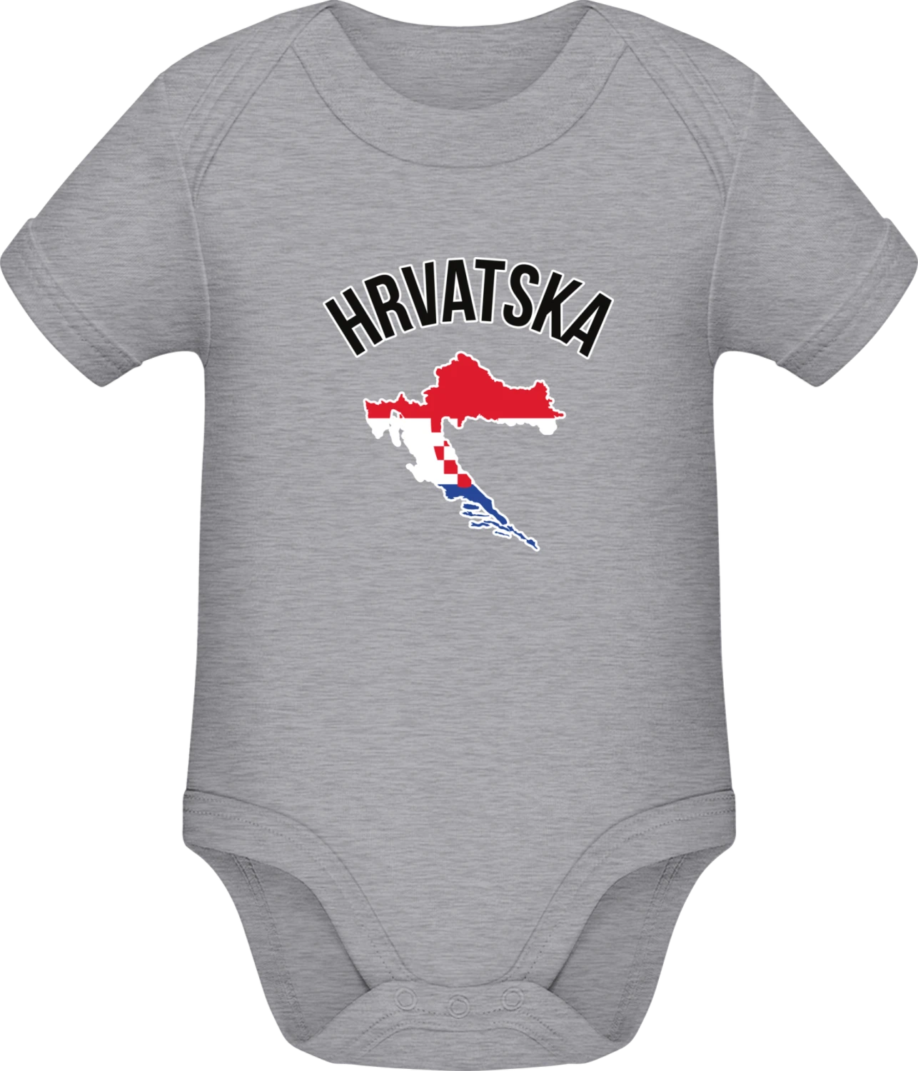 Hrvatska - Grey Melange Sonar SSL organic babybodsuit - Front