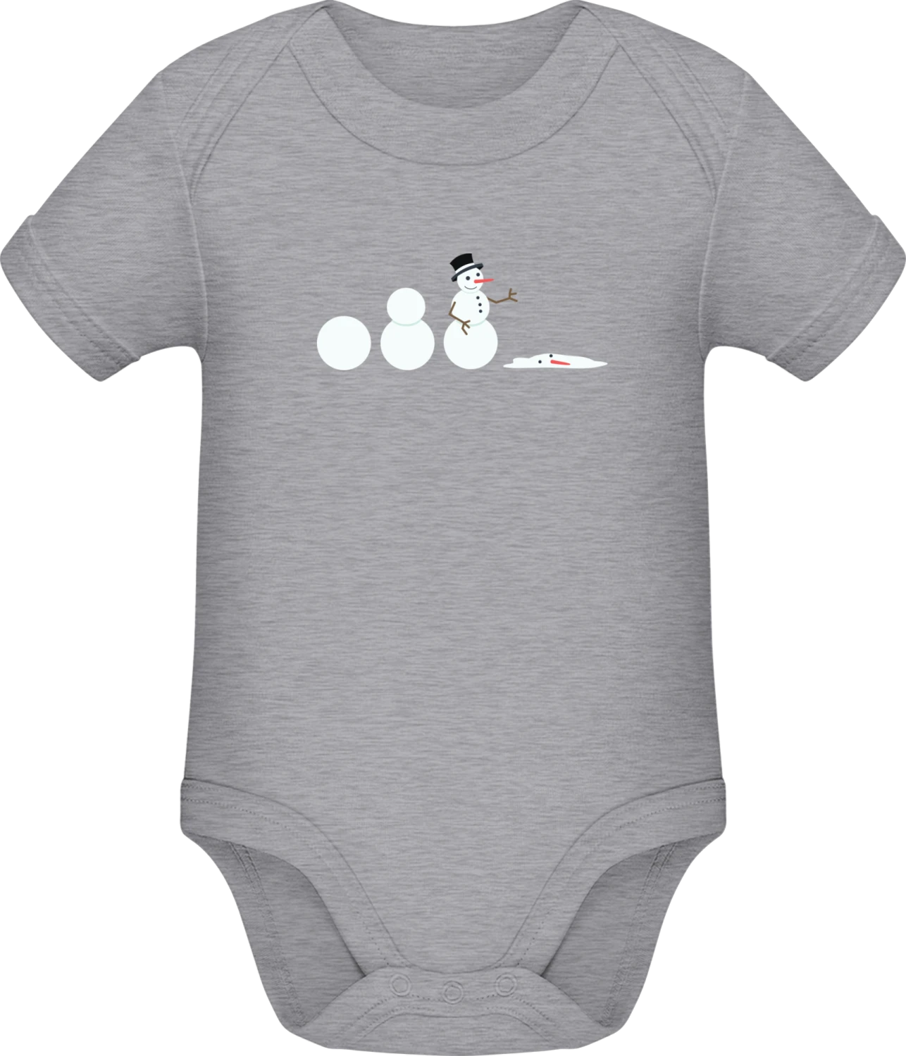 Snowman Evolution - Grey Melange Sonar SSL organic babybodsuit - Front