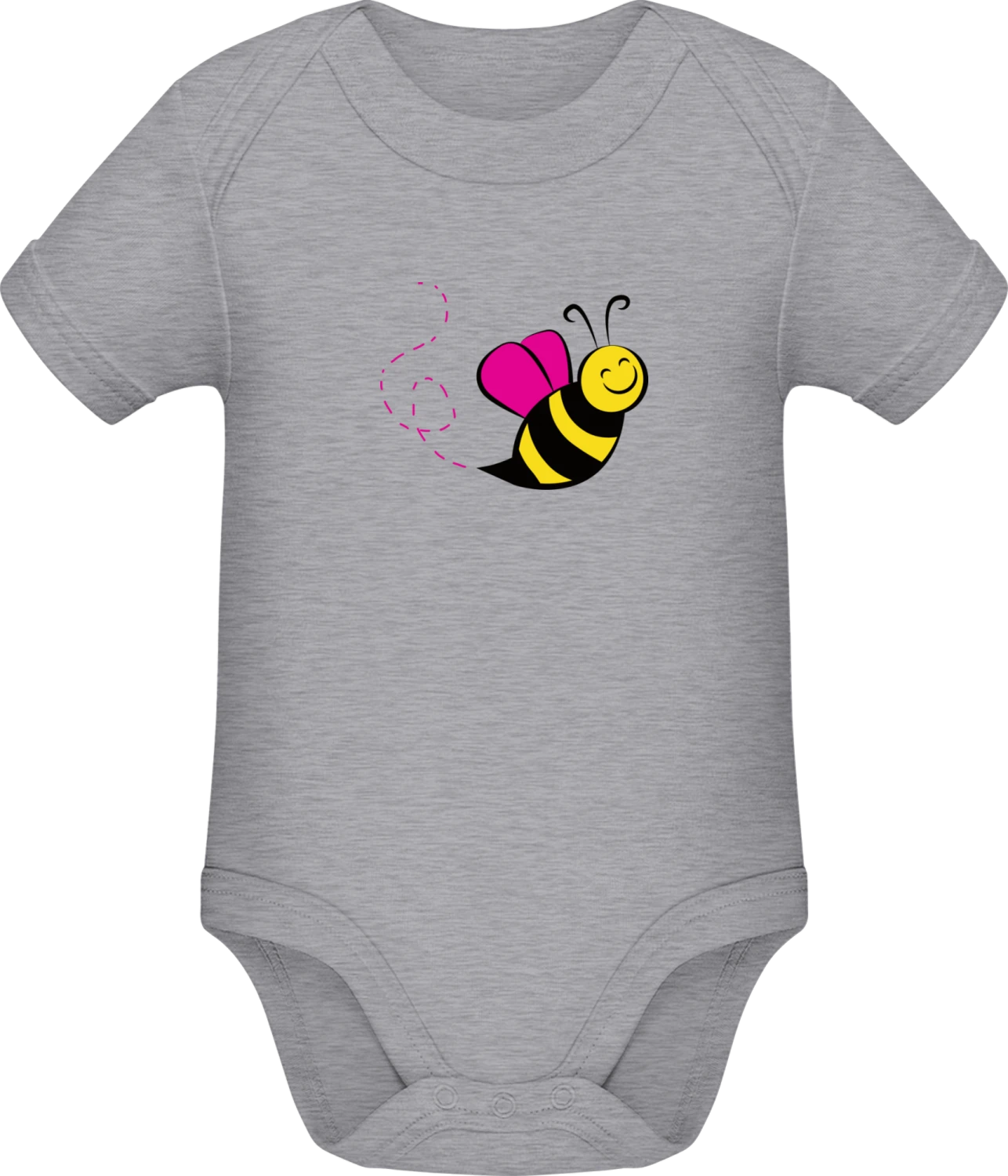 Cute Bee - Grey Melange Sonar SSL organic babybodsuit - Front