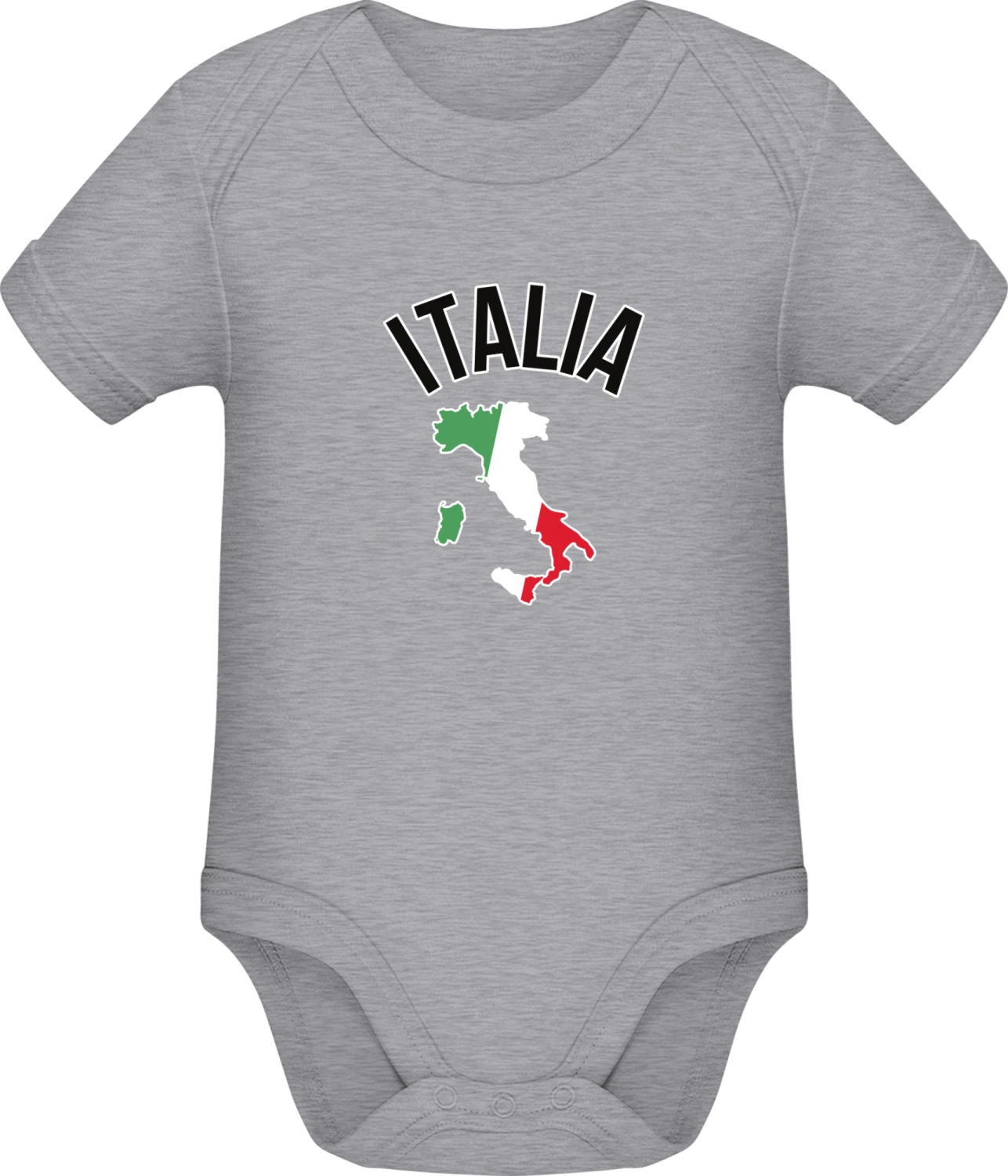 ITALIA Flag Fan - Grey Melange Sonar SSL organic babybodsuit - Front