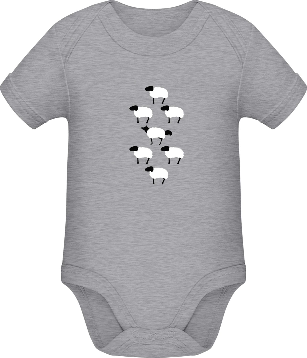 Wolf And Sheeps - Grey Melange Sonar SSL organic babybodsuit - Front