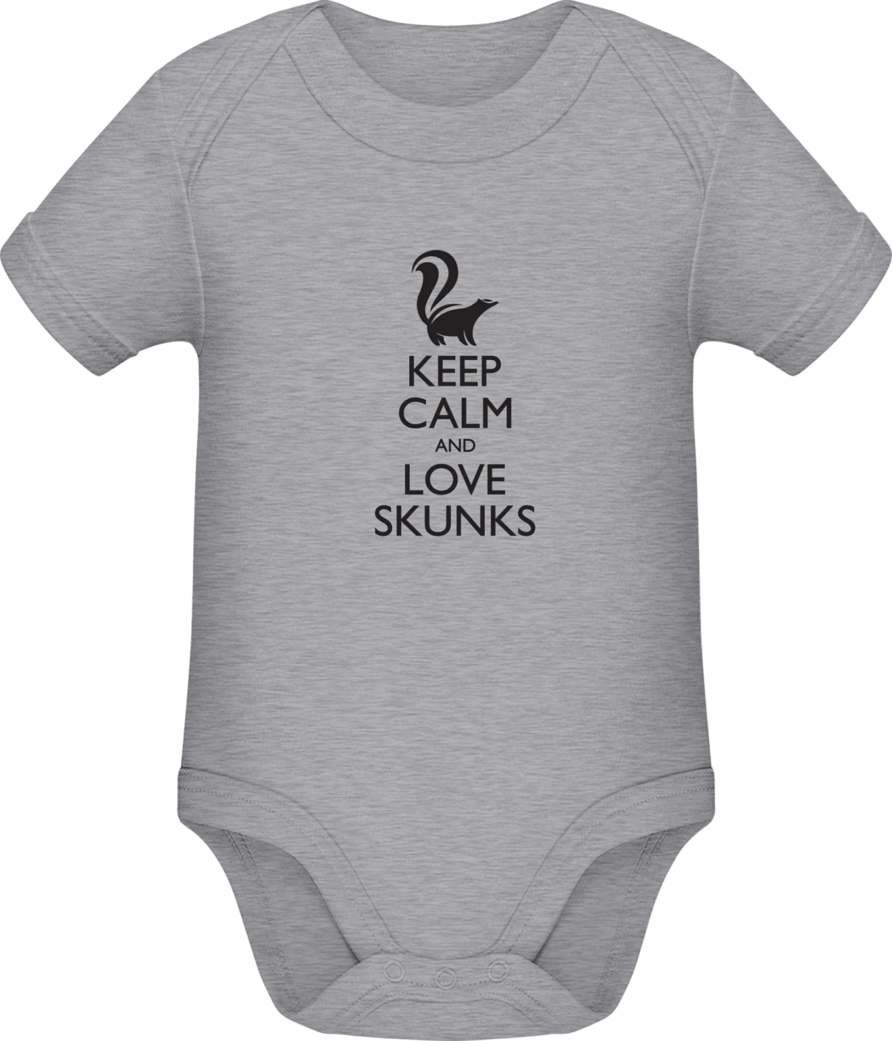 Keep Calm And Love Skunk - Grey Melange Sonar SSL organic babybodsuit - Front