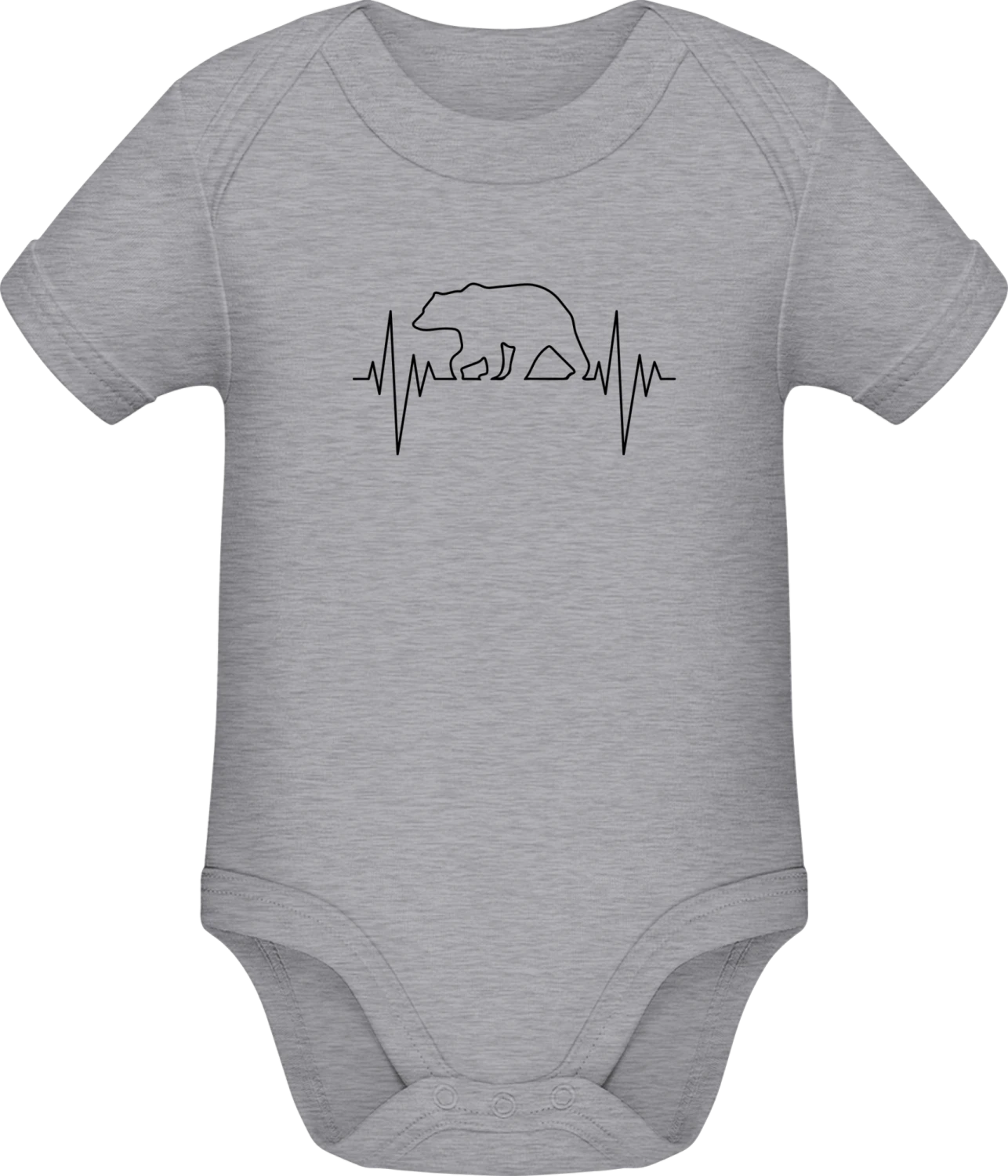 Bear Pulse - Grey Melange Sonar SSL organic babybodsuit - Front