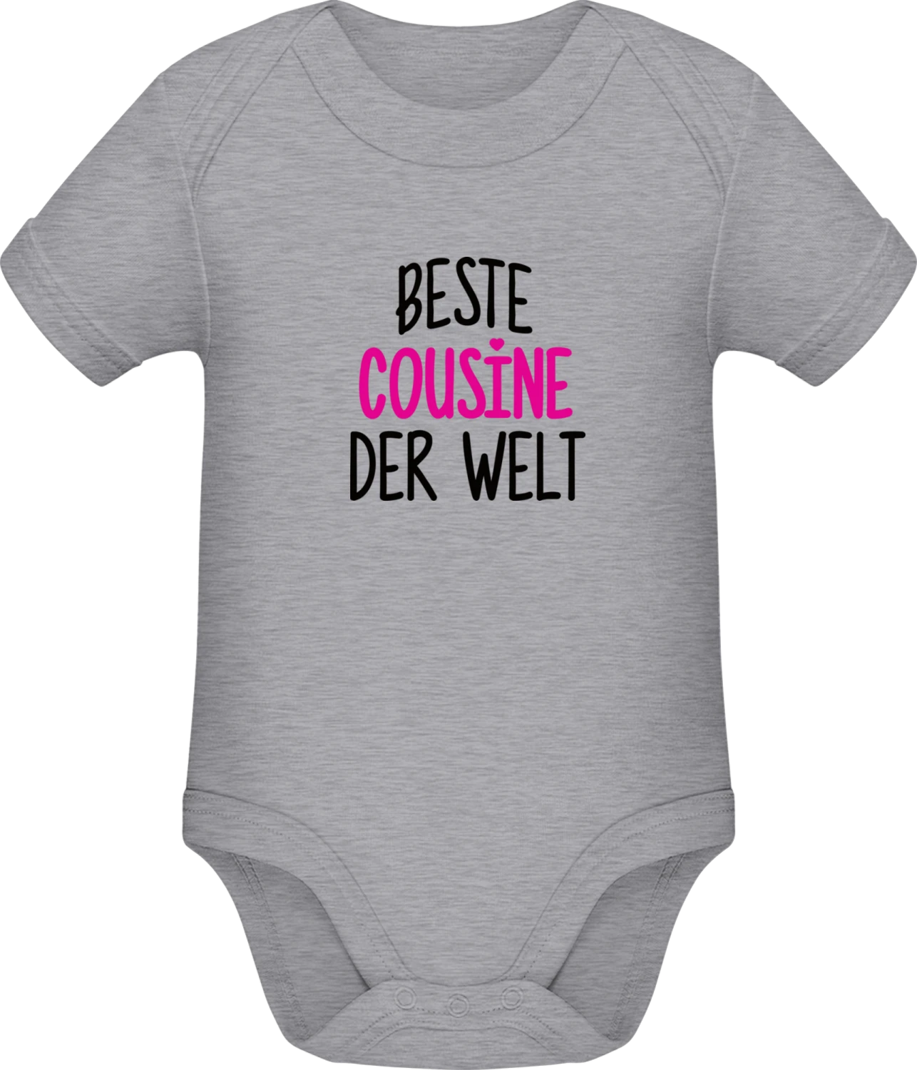 Beste Cousine der Welt - Grey Melange Sonar SSL organic babybodsuit - Front