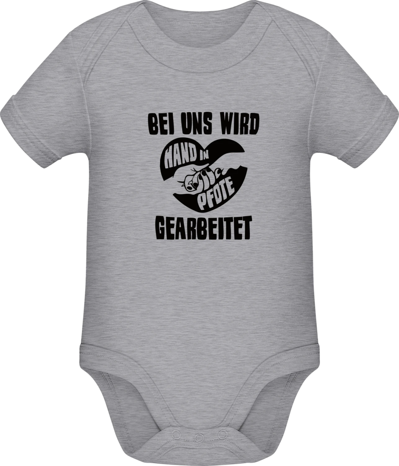 Bei uns wird Hand in Pfote gearbeitet - Grey Melange Sonar SSL organic babybodsuit - Front