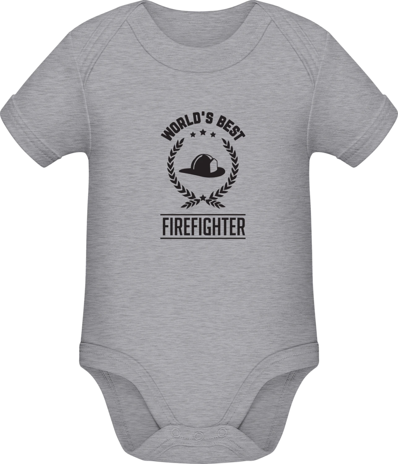 World's Best Firefighter - Grey Melange Sonar SSL organic babybodsuit - Front