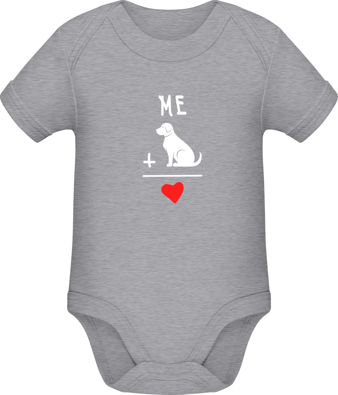 Me And Dog Is Love  - Grey Melange Sonar SSL organic babybodsuit - Front